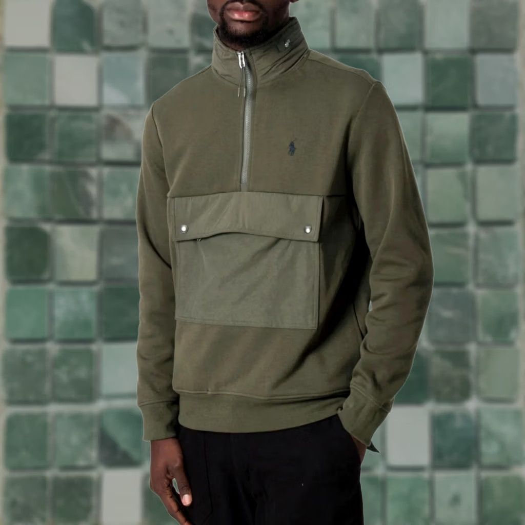 Ralph Lauren Polo Ralph Lauren Double Knit 1/4 Zip Men Large Olive Green Hooded NWOT Sweatshirt Size US L / EU 52-54 / 3 - 1 Thumbnail