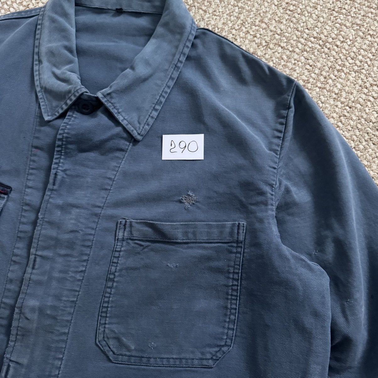 Le Laboureur 70-80s French Vintage Faded Cotton Works Very Worn Jacket Size US XL / EU 56 / 4 - 10 Thumbnail