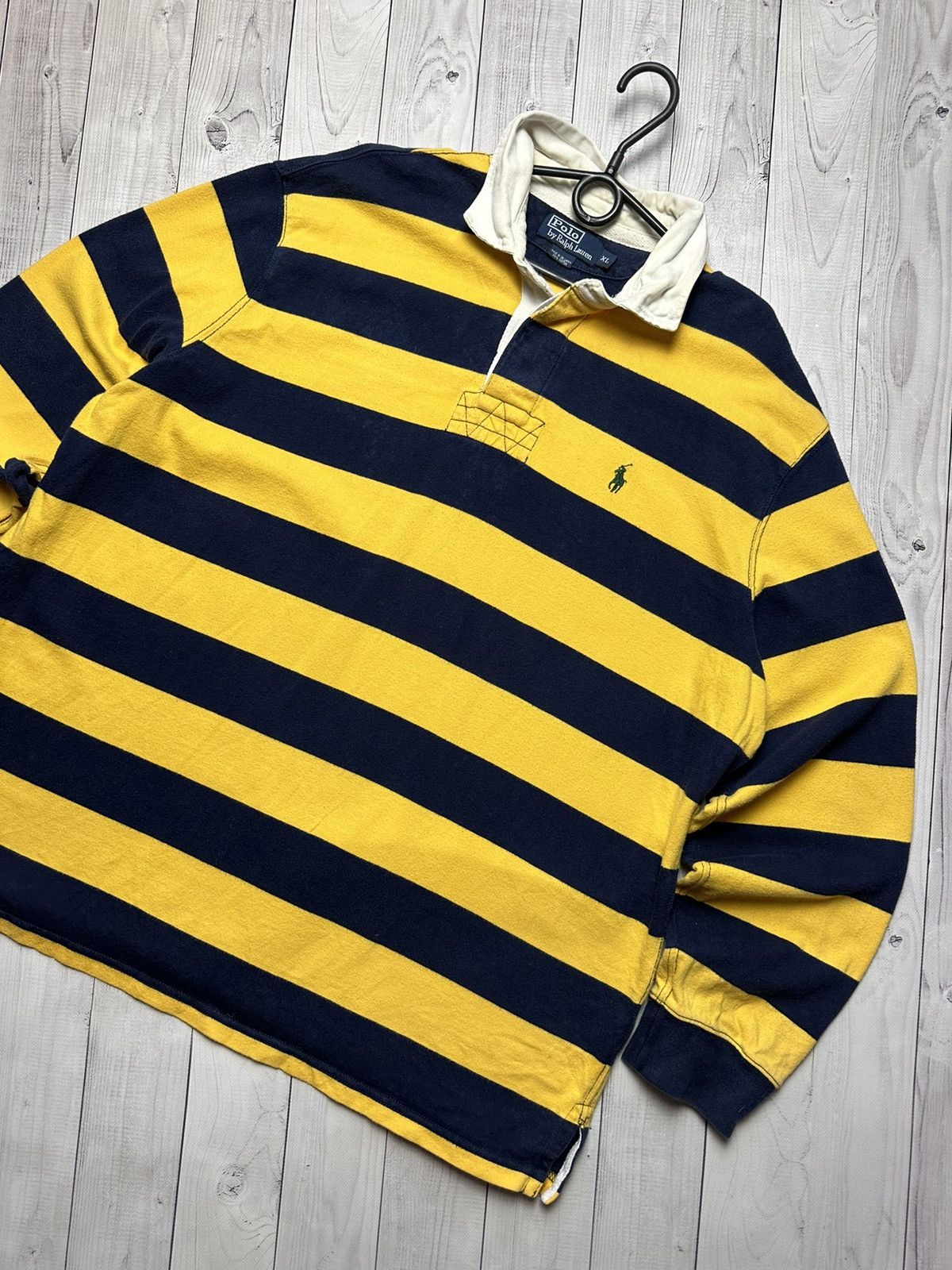 Vintage Vintage polo Ralph Lauren rugby jersey striped bee Size XL Size US XL / EU 56 / 4 - 3 Thumbnail