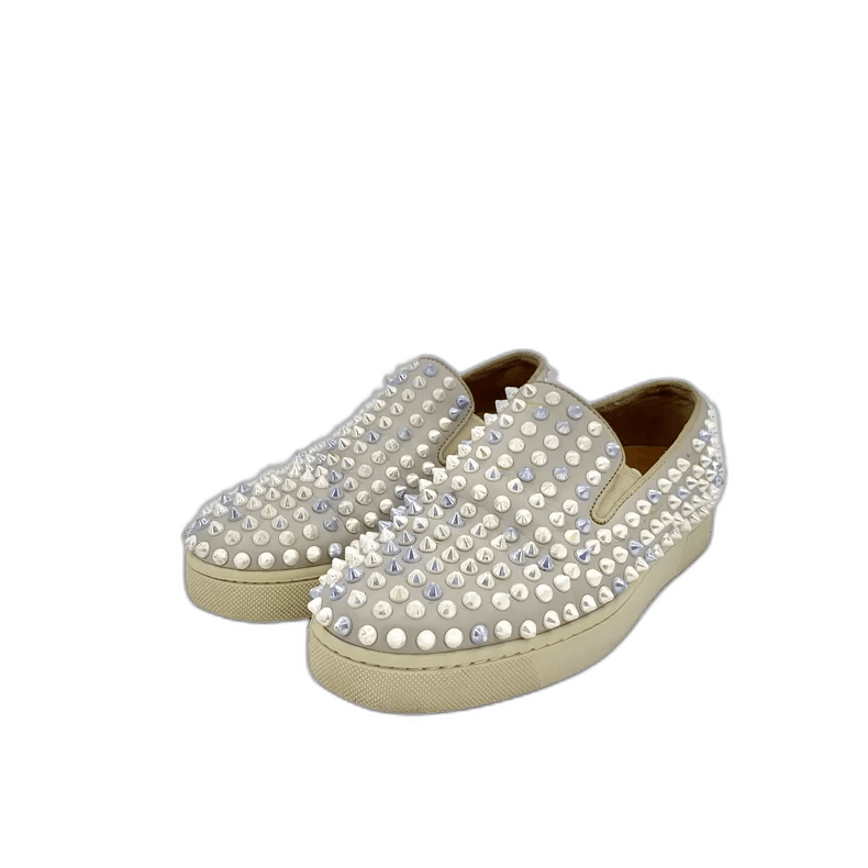 Christian Louboutin Christian Louboutin White Studded Slip-On Sneakers Size US 8 / IT 38 - 1 Thumbnail