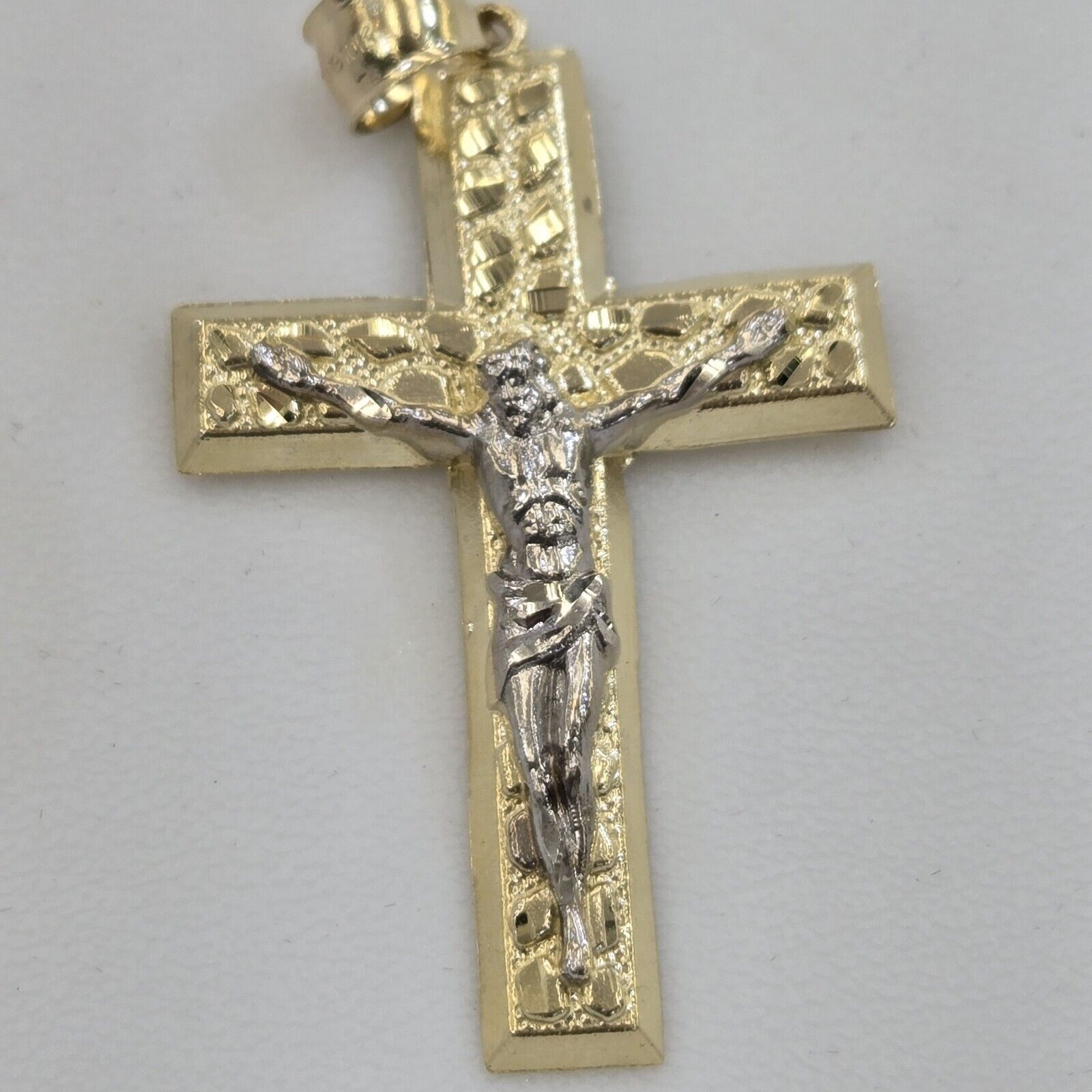 Real 10k Gold nugget Jesus Crucifix Cross Pendant charm