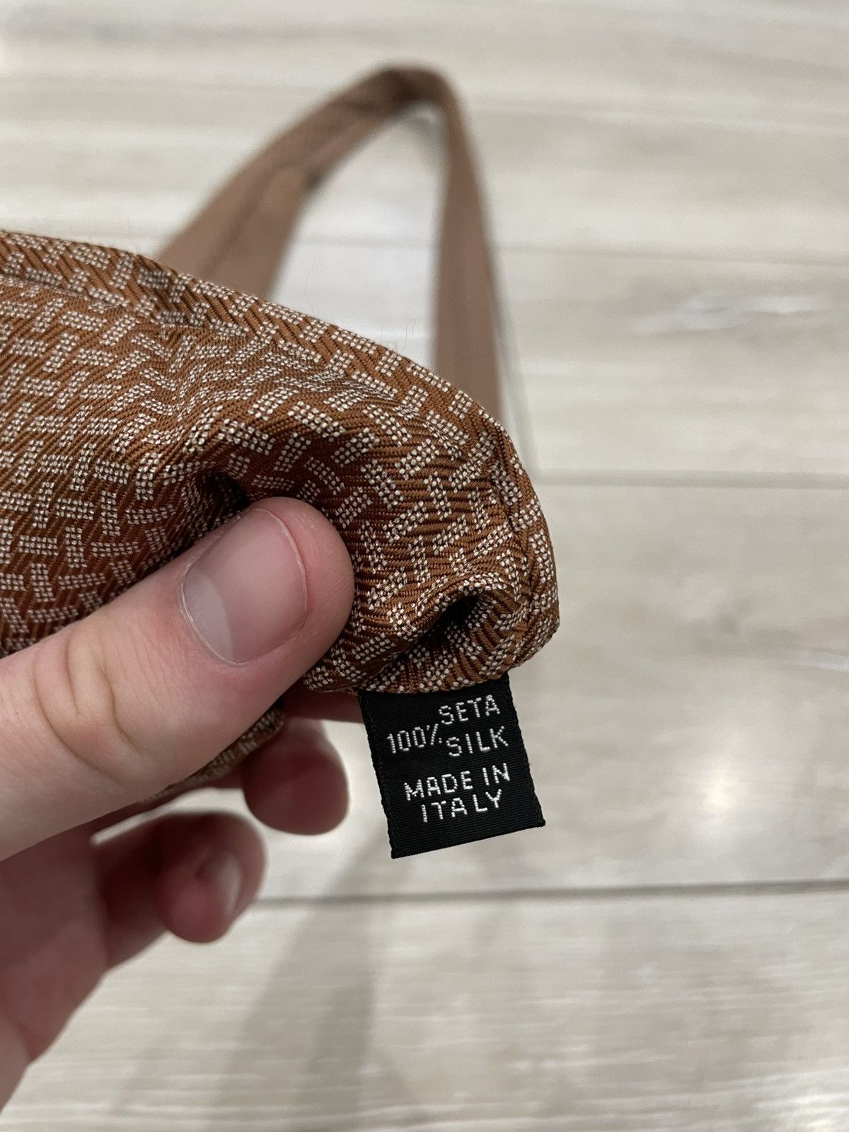 Kiton $330 KITON NAPOLI - Fold Tie Regimental Brown Silk / Linen Size ONE SIZE - 6 Thumbnail