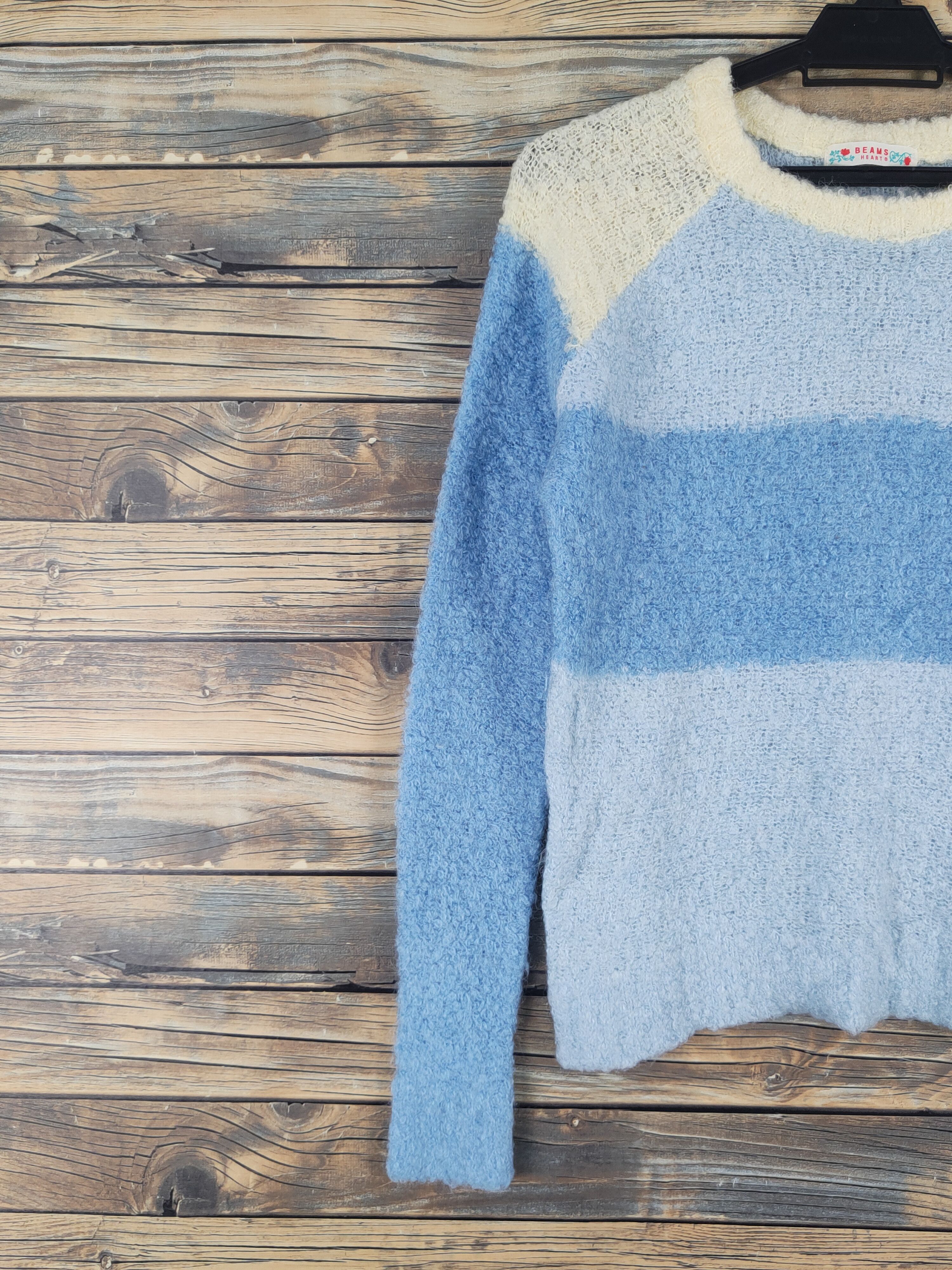 Homespun Knitwear Beams Heart Blue Knitwear Sweatshirts #W1272 Size S / US 4 / IT 40 - 3 Thumbnail