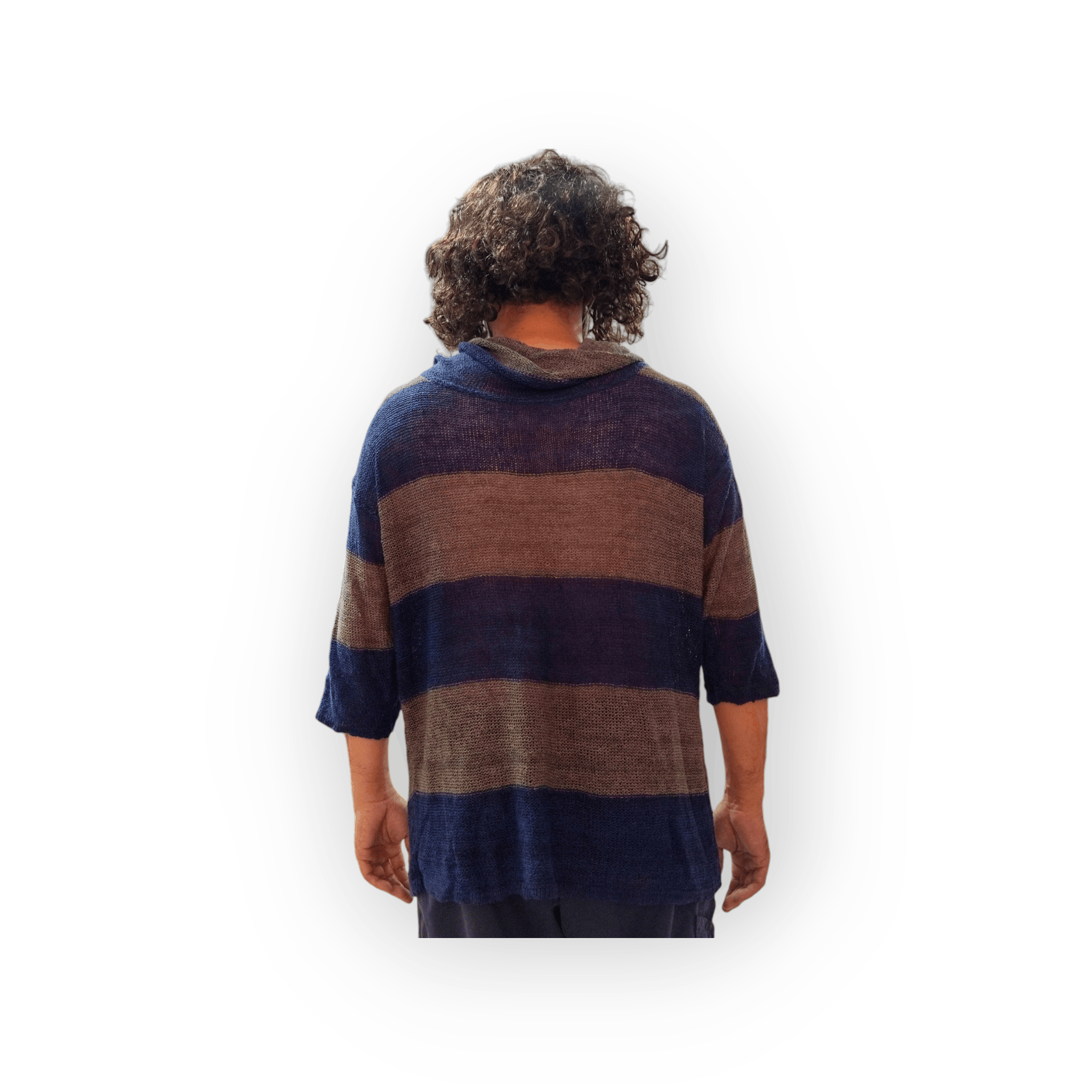 Issey Miyake Vintage 70s ISSEY MIYAKE Stripe Linen Knit Cowl Neck Jumper Size US M / EU 48-50 / 2 - 14 Thumbnail