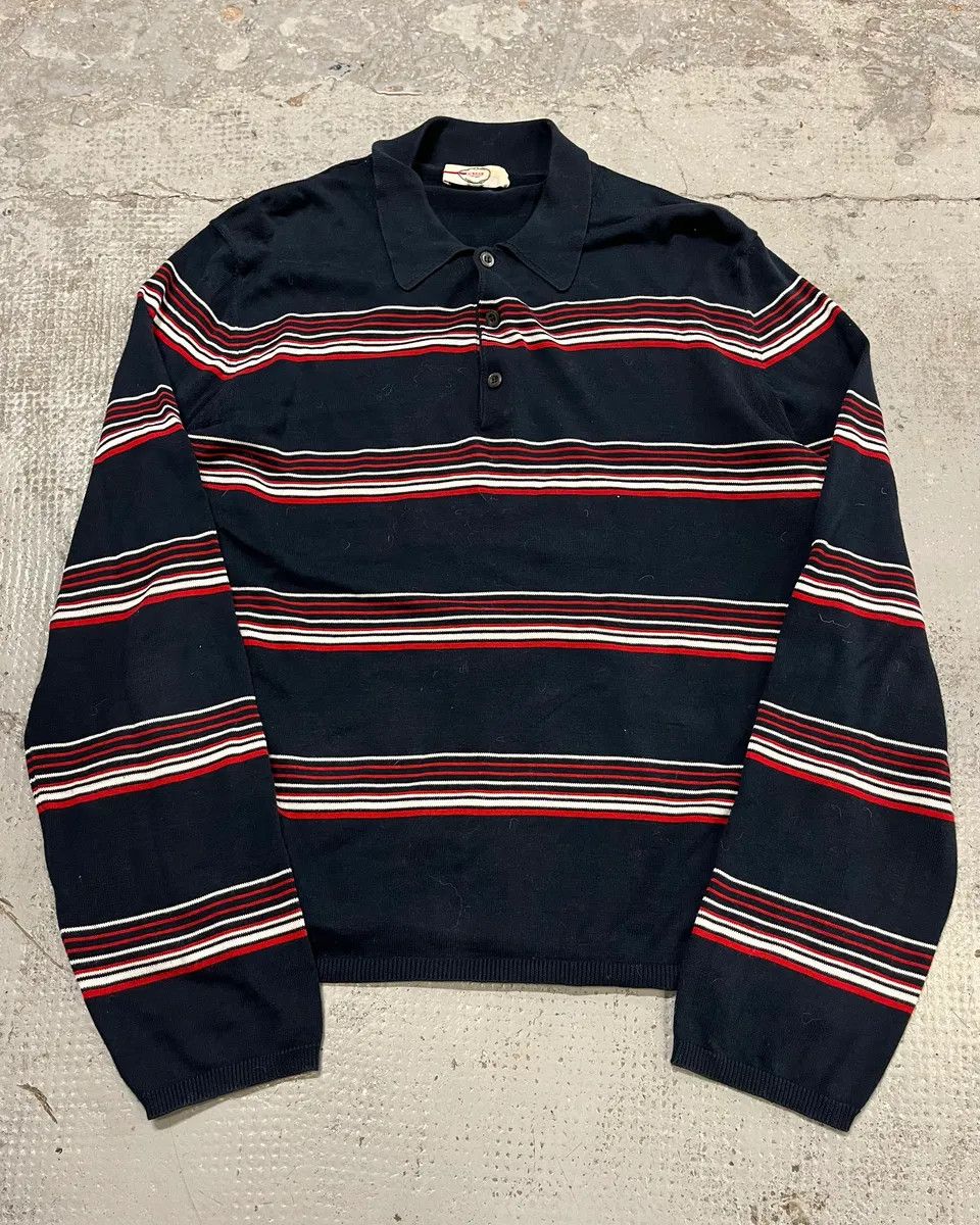 Prada 2000s Prada Navy Red & White Striped Polo Size US M / EU 48-50 / 2 - 1 Thumbnail