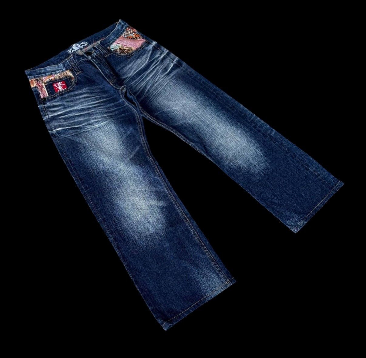Japanese Brand RARE Namitatsu Redline Denim Ankle Cut-"Dokuro" Skull Tattoo Size US 30 / EU 46 - 3 Thumbnail