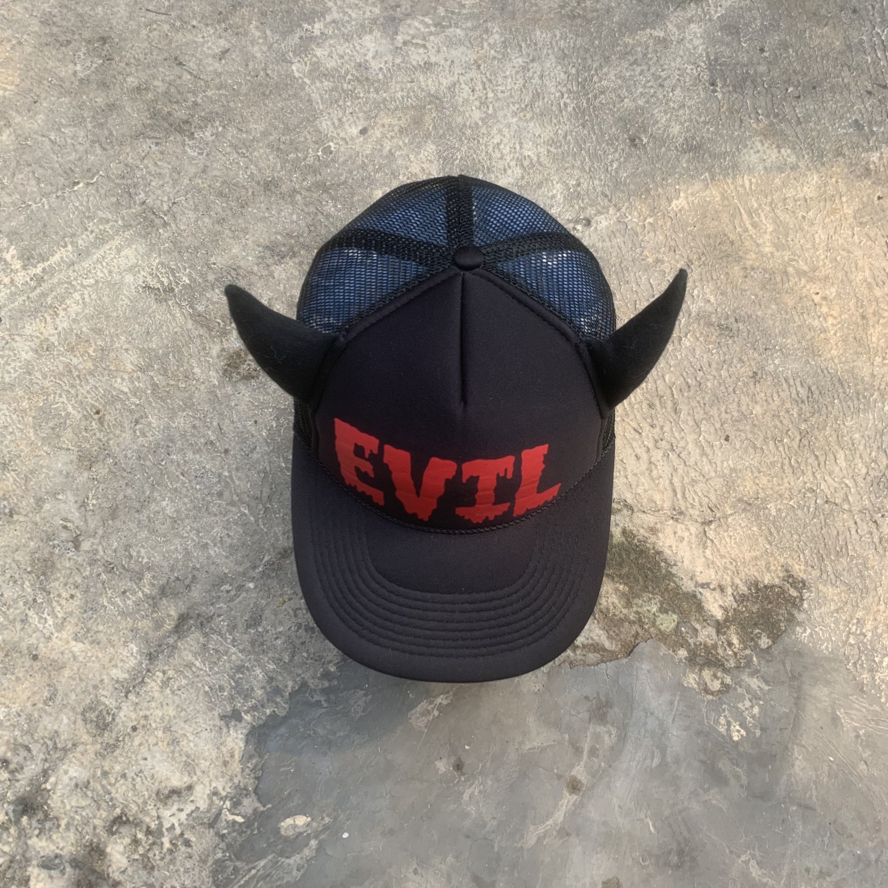 Otto Vintage Trucker Hat Devil Horn Hat Hellcat Punks Red Evil Size ONE SIZE - 6 Thumbnail