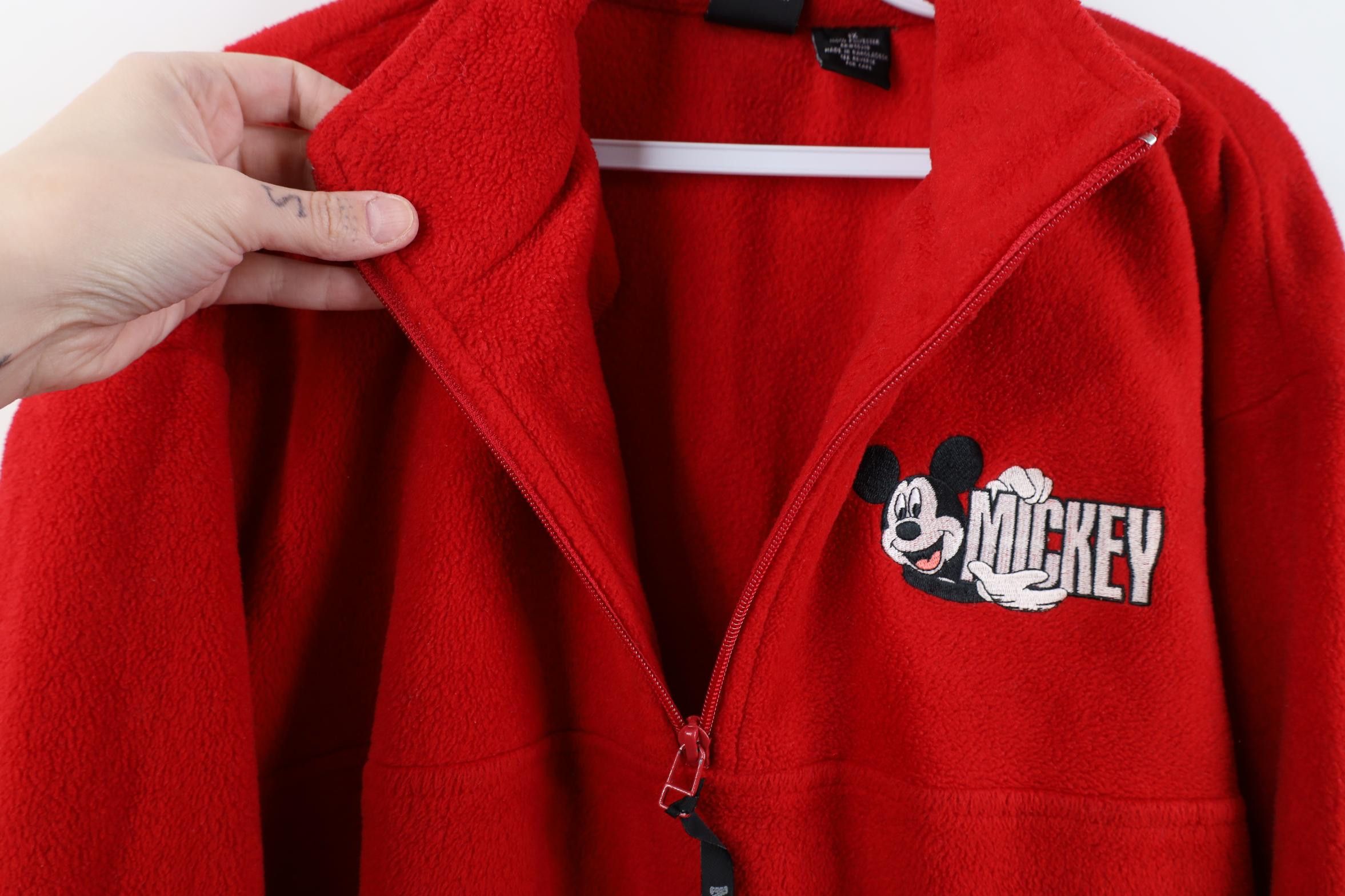 Disney Vintage 90s Disney Mickey Mouse 1/4 Zip Fleece Sweater Red Size XL / US 12-14 / IT 48-50 - 6 Thumbnail