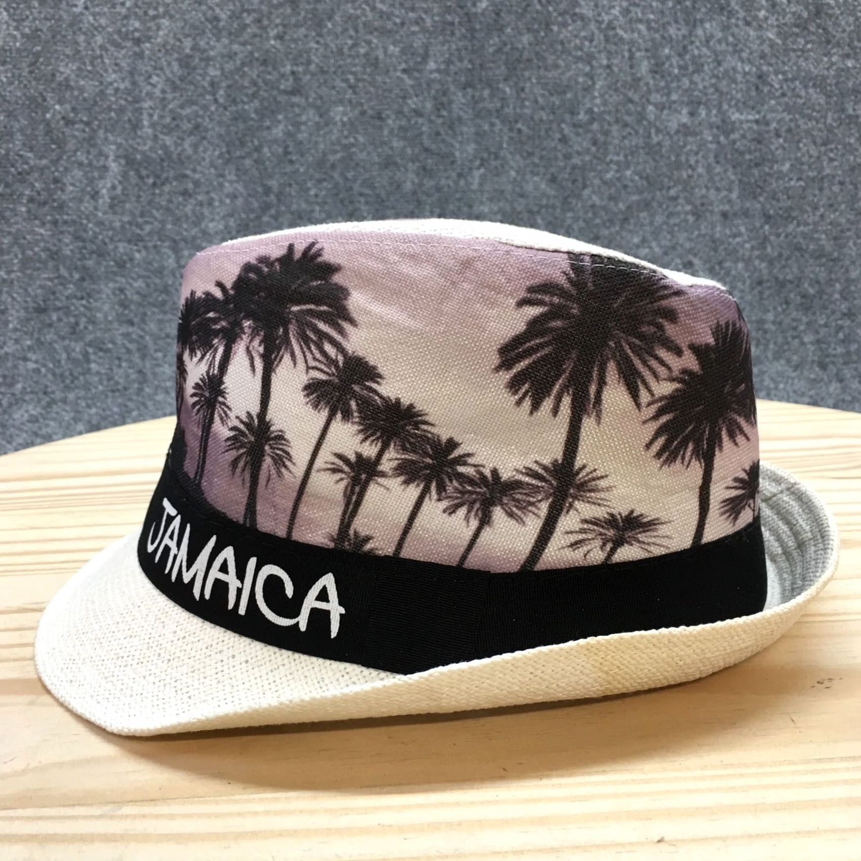 Vintage Island Treasures Jamaica Fedora Mens White OS Straw Hat Fitted Curved Brim Size ONE SIZE - 5 Thumbnail