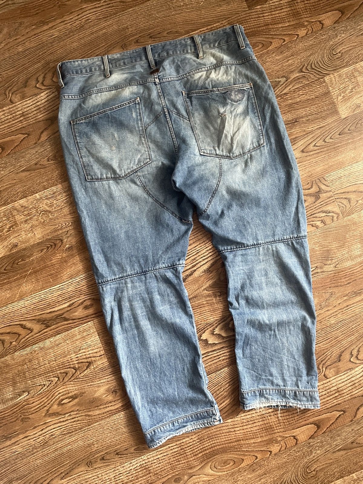 G-Star × Japanese Brand × Vintage Vintage G Star raw jeans double knee rare ultra baggy jeans Size US 36 / EU 52 - 13 Thumbnail