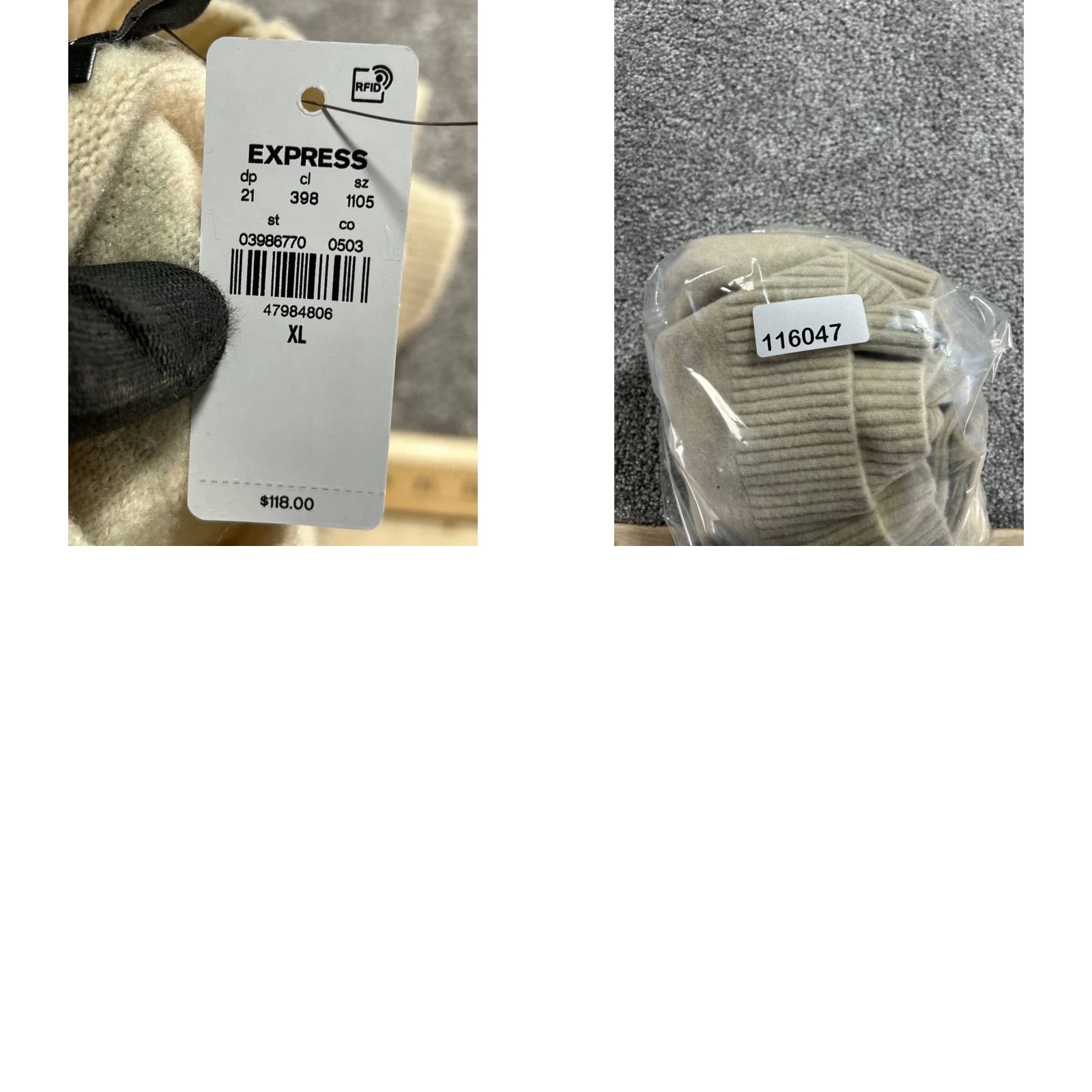 Express Express Sweater Men XL Beige Wool Stretch Tight Knit Mock Neck Raglan Sleeve Pullover Casual Size US XL / EU 56 / 4 - 9 Thumbnail