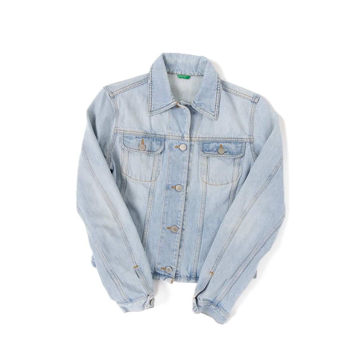 United Colors Of Benetton Benetton Womens Denim Jacket Light Blue Button Up Casual Size S / US 4 / IT 40 - 3 Thumbnail