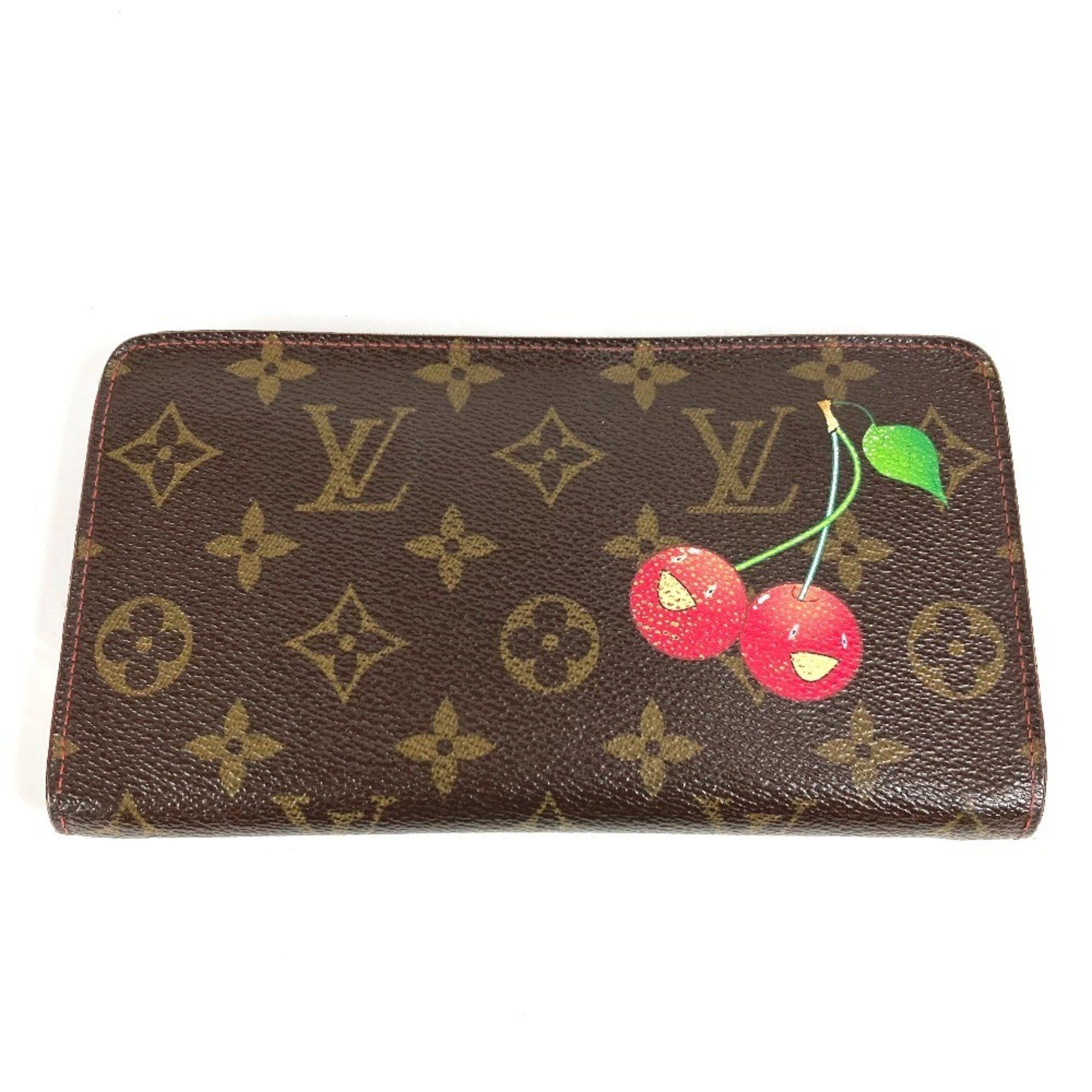 Louis Vuitton LOUIS VUITTON M95006 Monogram Cherry Porte-Monnaie Zip-Around Long Wallet in Canvas, Brown, Women's, by Takashi Murakami Size ONE SIZE - 1 Thumbnail