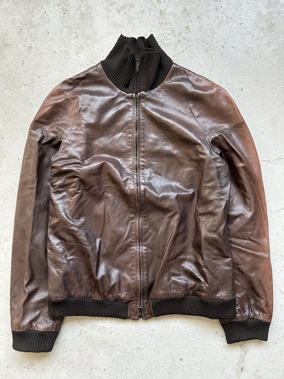 Helmut Lang Helmut Lang 00AW Brown Leather Jacket Size US S / EU 44-46 / 1 - 1 Thumbnail