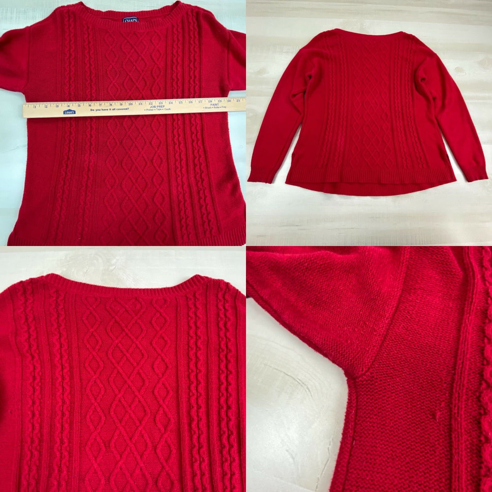 Chaps Chaps Womens Classic Cable Knit Sweater Red Medium Boat Neck Pullover Size M / US 6-8 / IT 42-44 - 8 Thumbnail