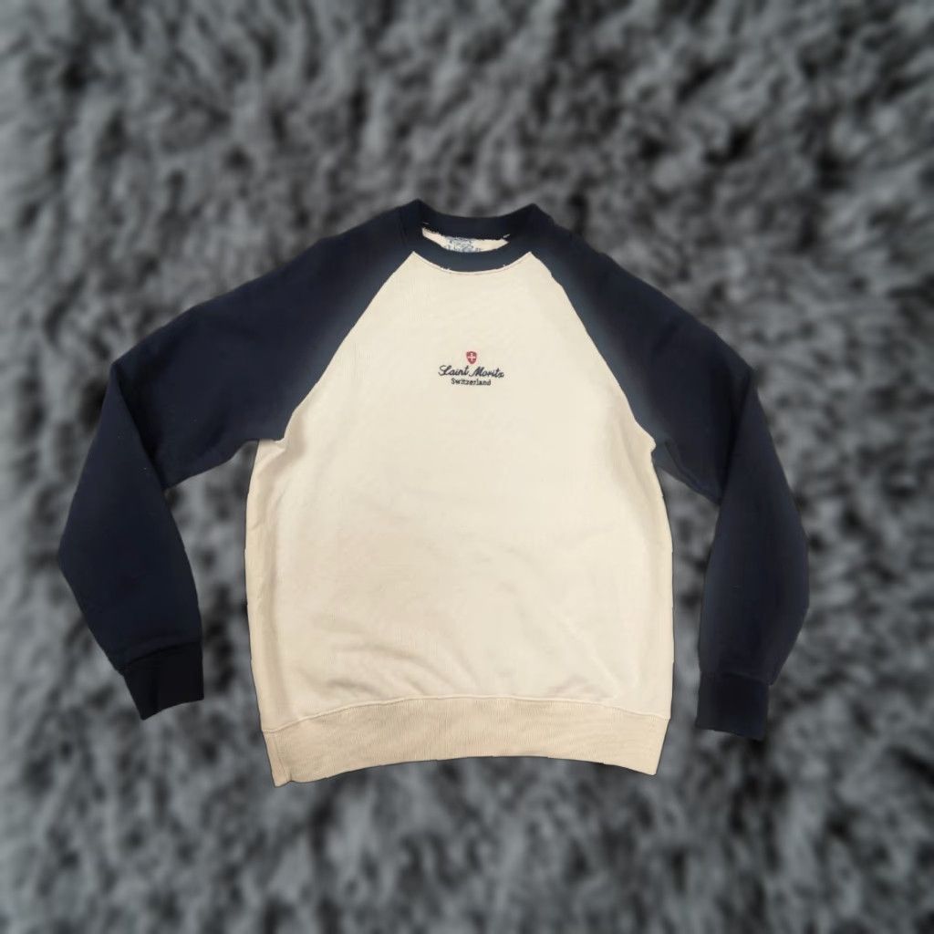 Vintage VINTAGE Saint Moritz Switzerland Design Logo Crewneck Sweatshirt Shirt Men M Beige Graphic Print 90s Army Style Size US M / EU 48-50 / 2 - 1 Thumbnail