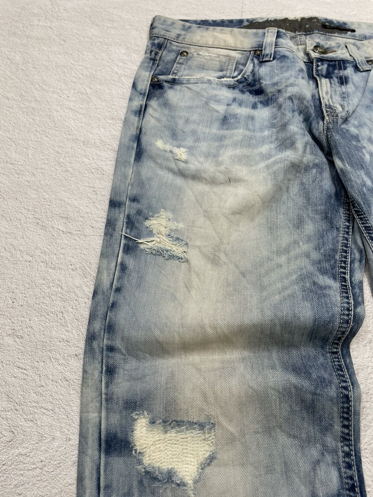 Hysteric Glamour 2000s Acid Wash Distressed Light Blue Jeans Y2K Size US 33 - 3 Thumbnail