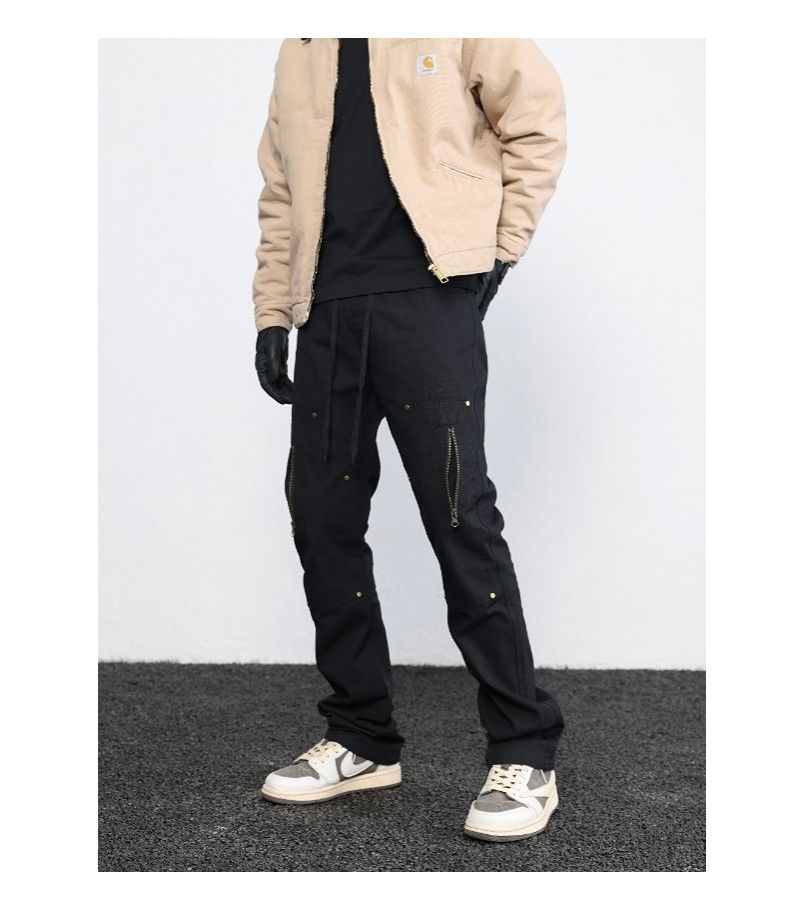 zipper utility sports flared carpenter pants