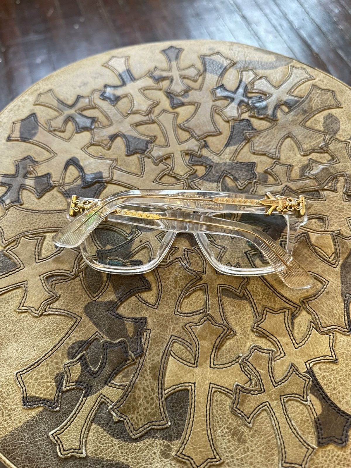 Chrome Hearts CHROME HEARTS VAGILLIONAIRE II CLEAR ON GOLD GLASSES Size ONE SIZE - 3 Thumbnail
