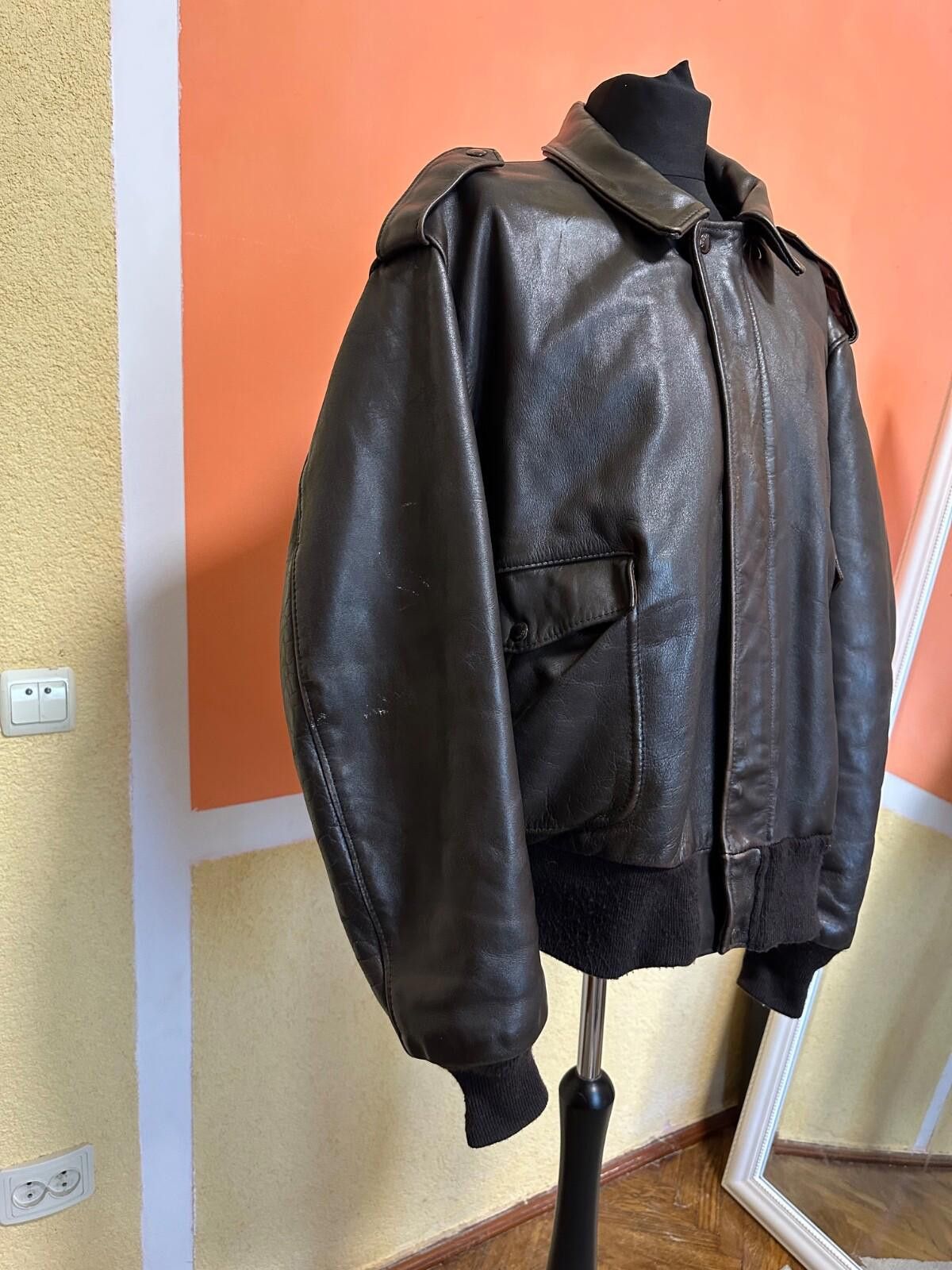 Schott SCHOTT 184-SM Black Leather Flight Jacket Vintage 80's 54US Size US XL / EU 56 / 4 - 4 Thumbnail