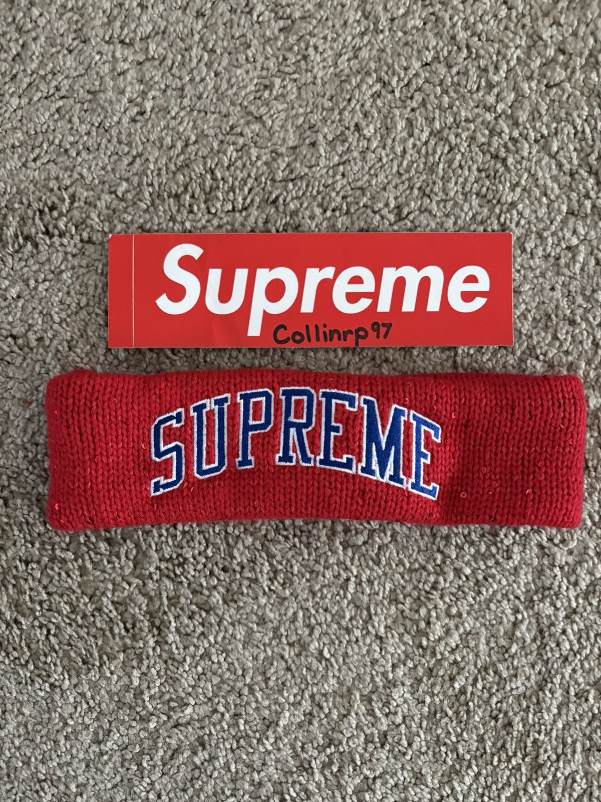 New Era × Supreme Supreme Red/Black Fleece Headband FW18 Size ONE SIZE - 1 Thumbnail