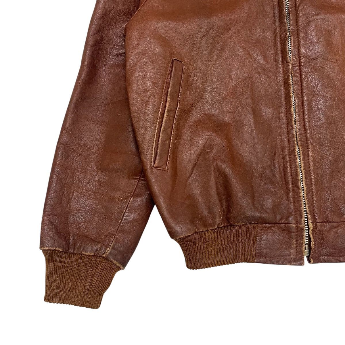 Genuine Leather Vintage Free Time Leather Bomber Jacket Size US S / EU 44-46 / 1 - 7 Thumbnail