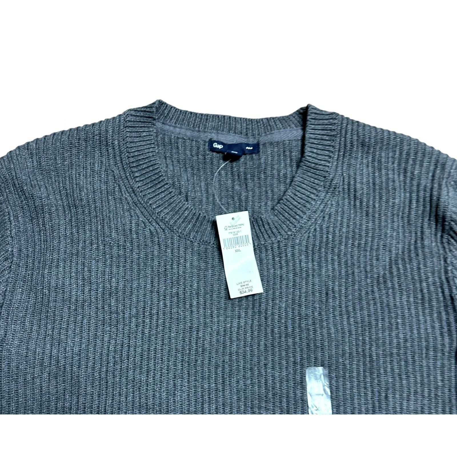 Gap Gap 2XL Knit Pullover Sweater Gray Crew Neck Mens NWT 100% Cotton Vintage Preppy L/S Size US XXL / EU 58 / 5 - 5 Thumbnail