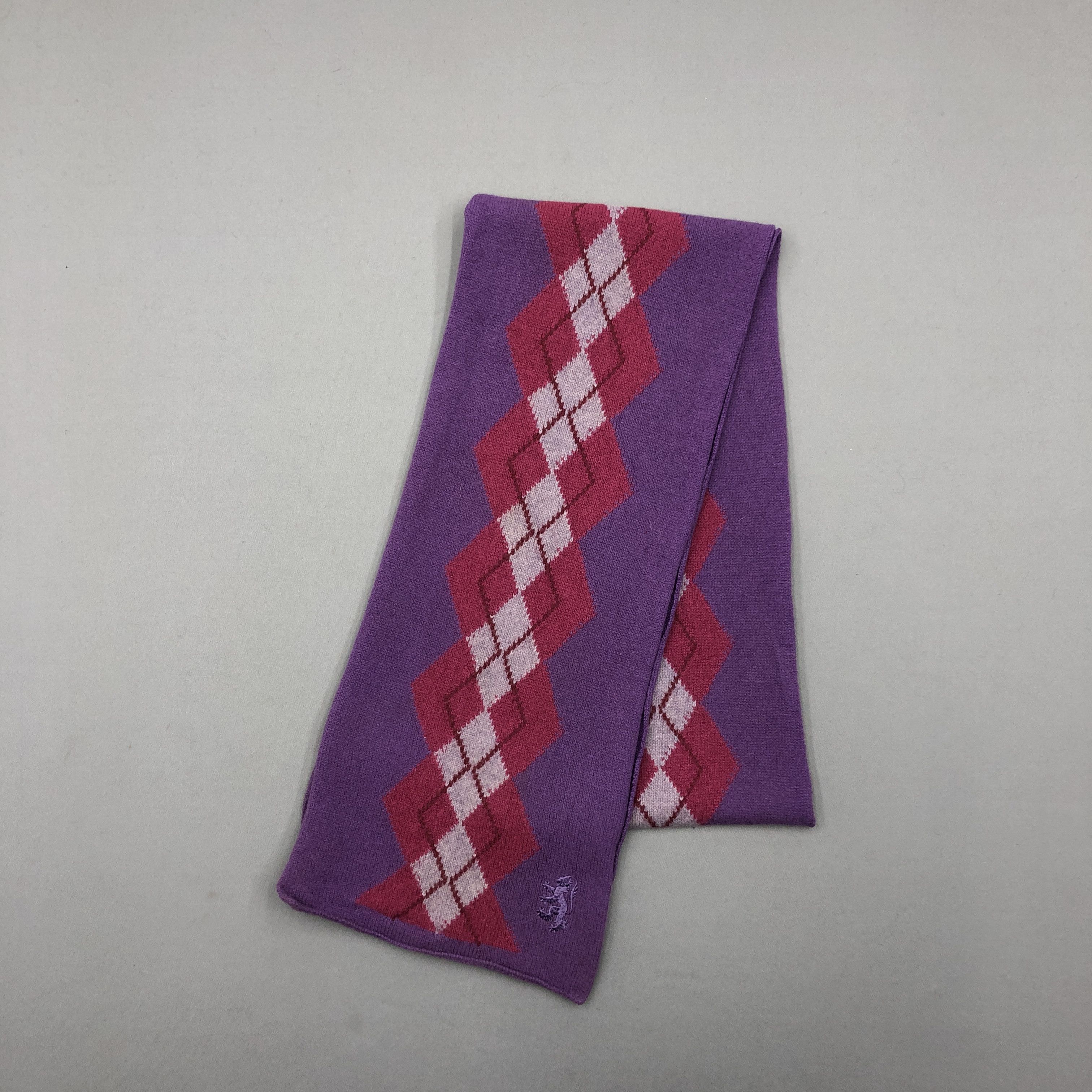 Pringle Of Scotland Vintage Pringle Scarf Ribbed Knit Argyle Wool Scarves Size ONE SIZE - 3 Thumbnail