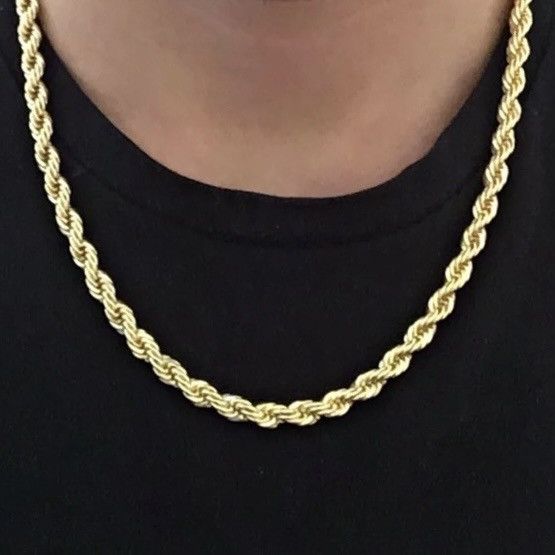 Jewelry Gold Chain Rope Chain Necklace 20in 6mm Size ONE SIZE - 1 Thumbnail