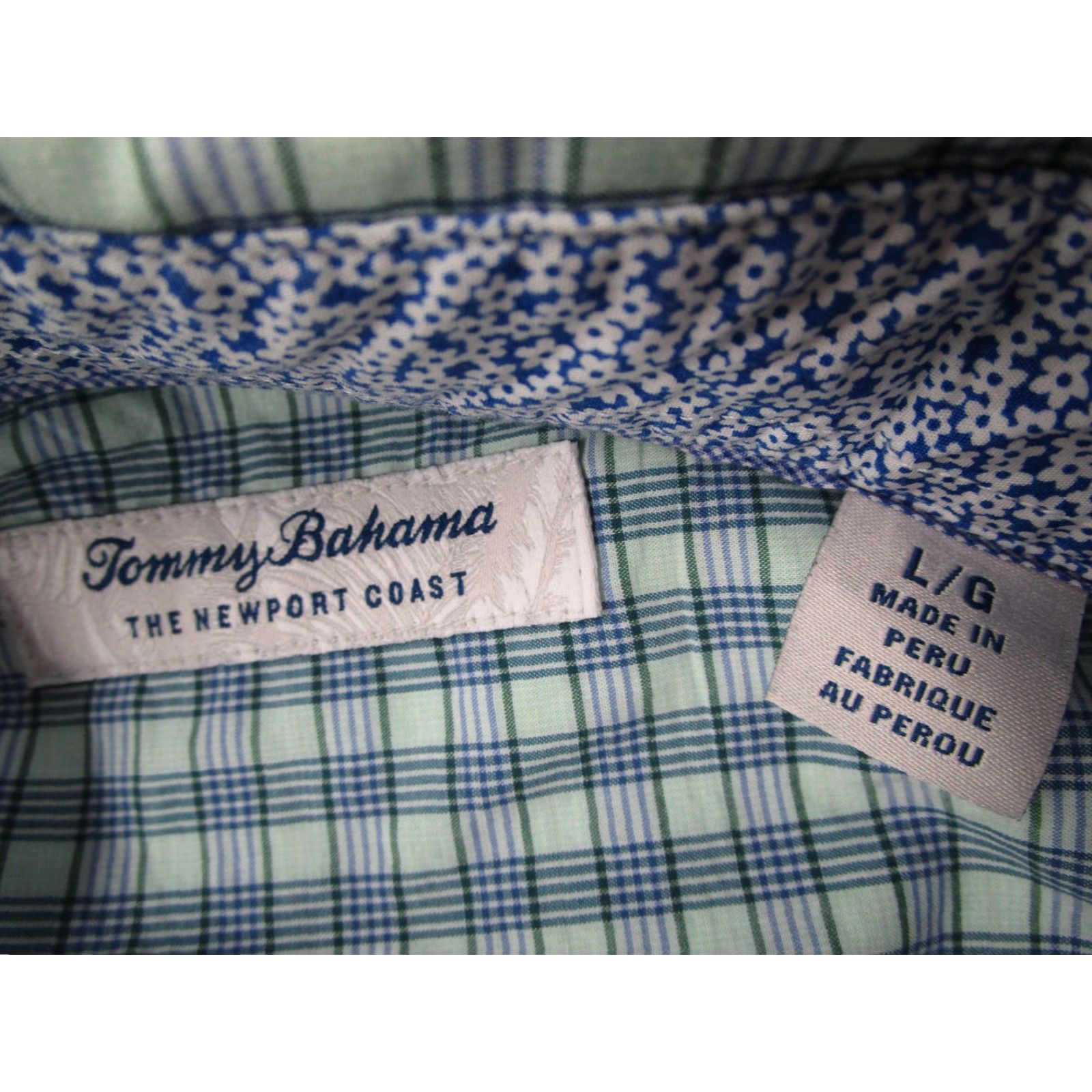 Tommy Bahama Tommy Bahama Shirt Mens Large Green Blue Plaid Newport Coast Pima Cotton Casual Size US L / EU 52-54 / 3 - 3 Thumbnail
