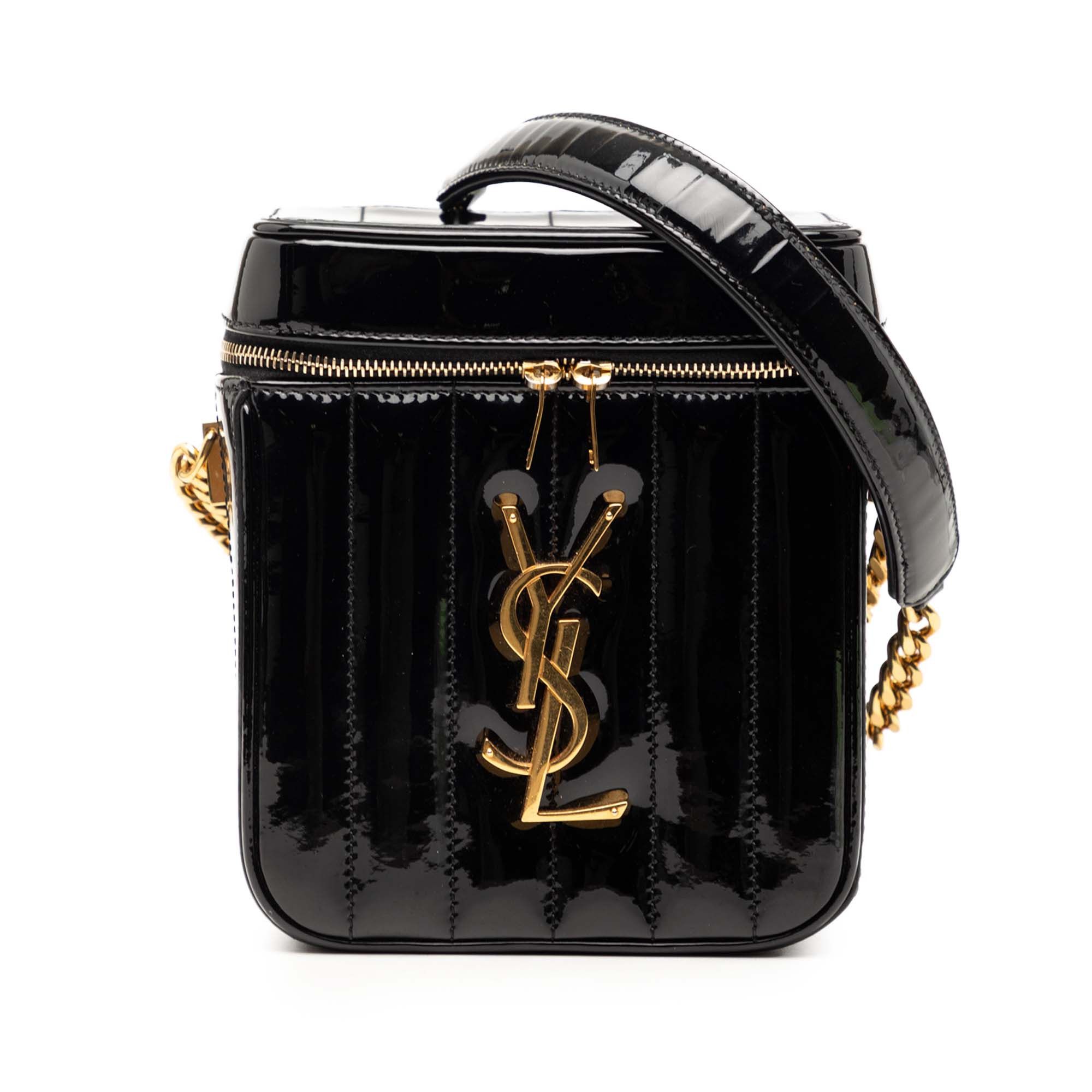 Saint Laurent Paris Matelasse Patent Monogram Vicky Vanity Bag Size ONE SIZE - 1 Thumbnail