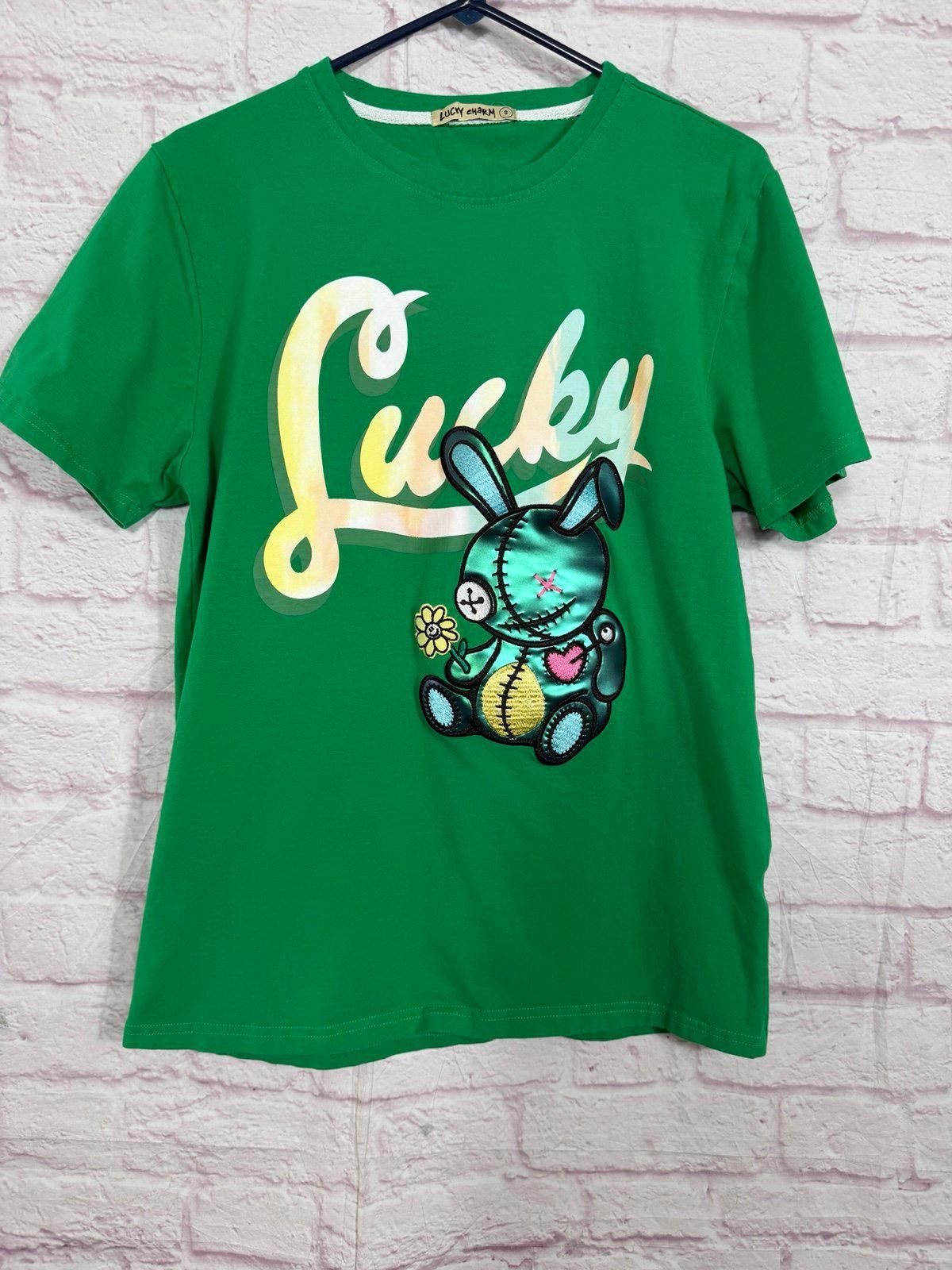 Other Lucky Charm Small Green Graphic T-Shirt with Bunny Design Size US S / EU 44-46 / 1 - 2 Thumbnail