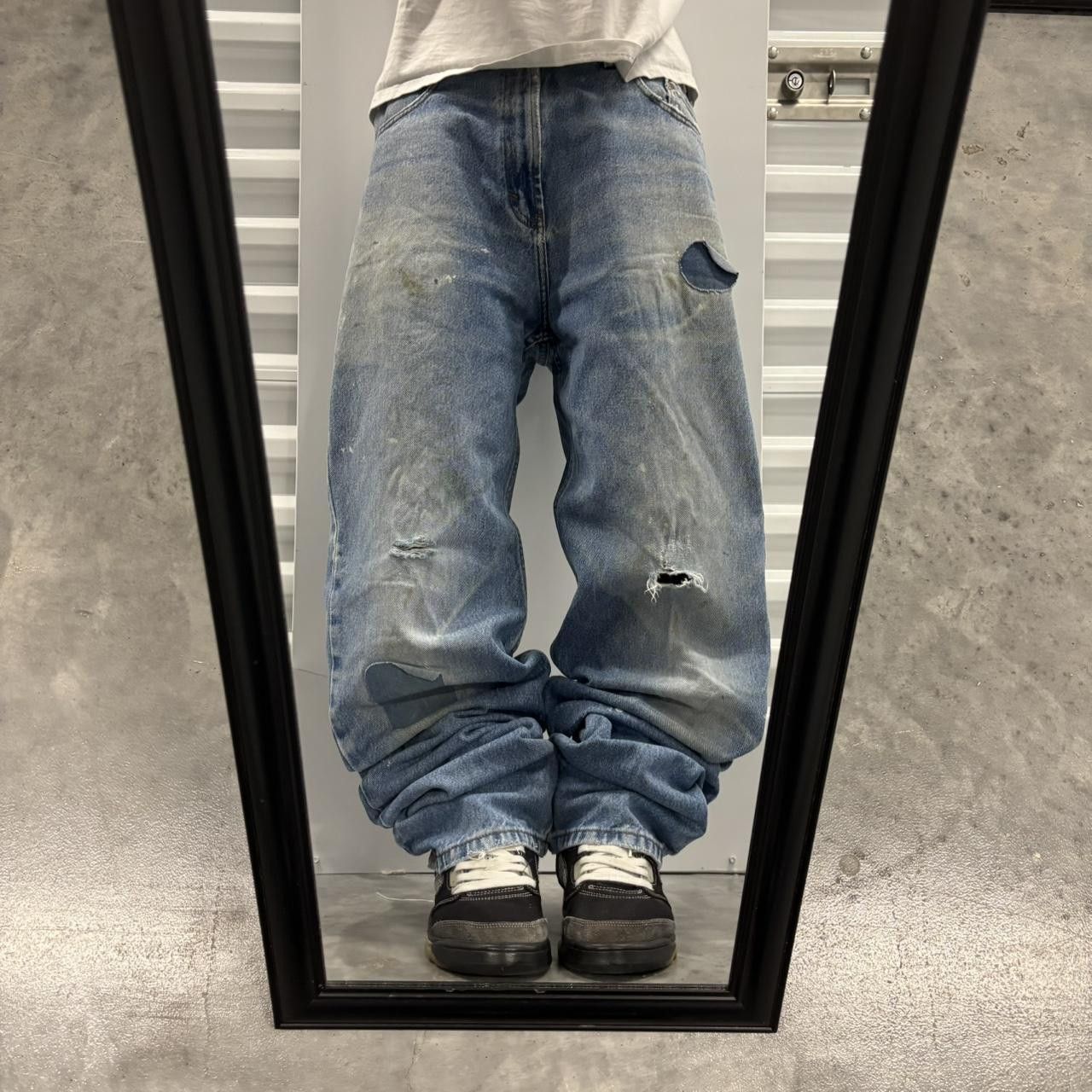 Japanese Brand × Vintage Crazy Vintage 90s Faded Light Wash Distressed Denim Jeans! Size US 36 / EU 52 - 1 Thumbnail