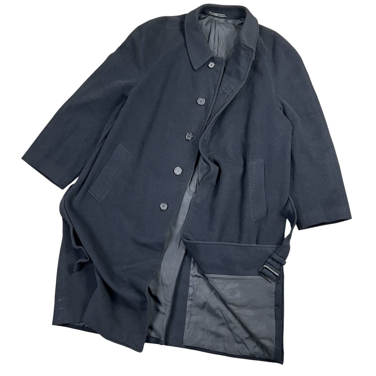Valentino VALENTINO Men's Black Wool Cashmere Belted Overcoat Coat Size US XXL / EU 58 / 5 - 3 Thumbnail