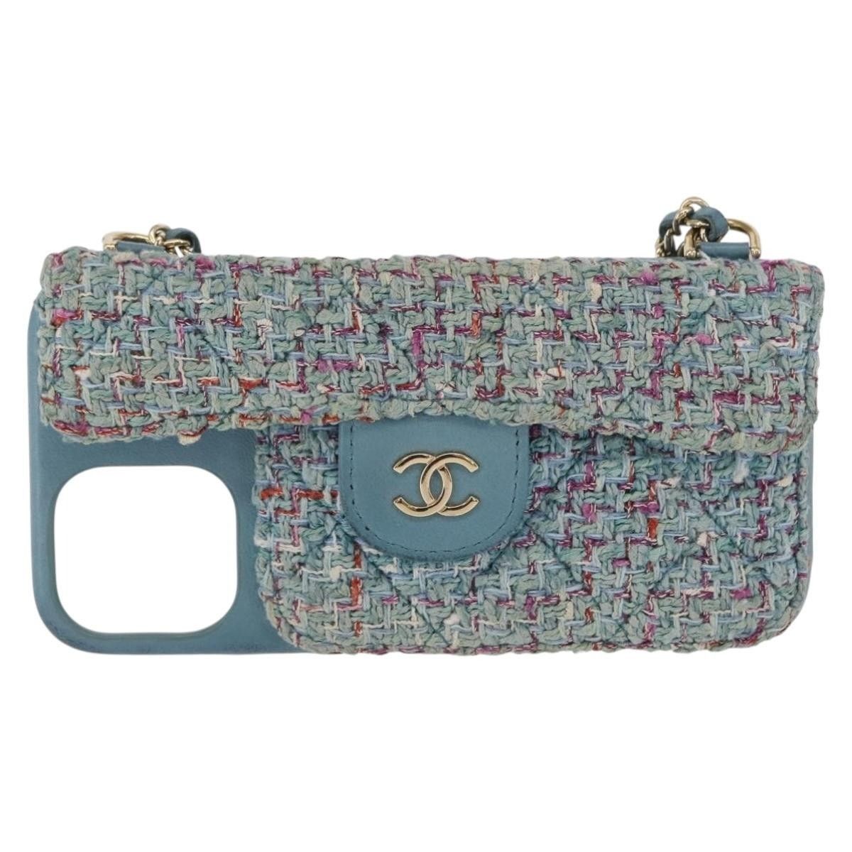Chanel Chanel Iphone Case Tweed Light Blue CC Size ONE SIZE - 2 Thumbnail