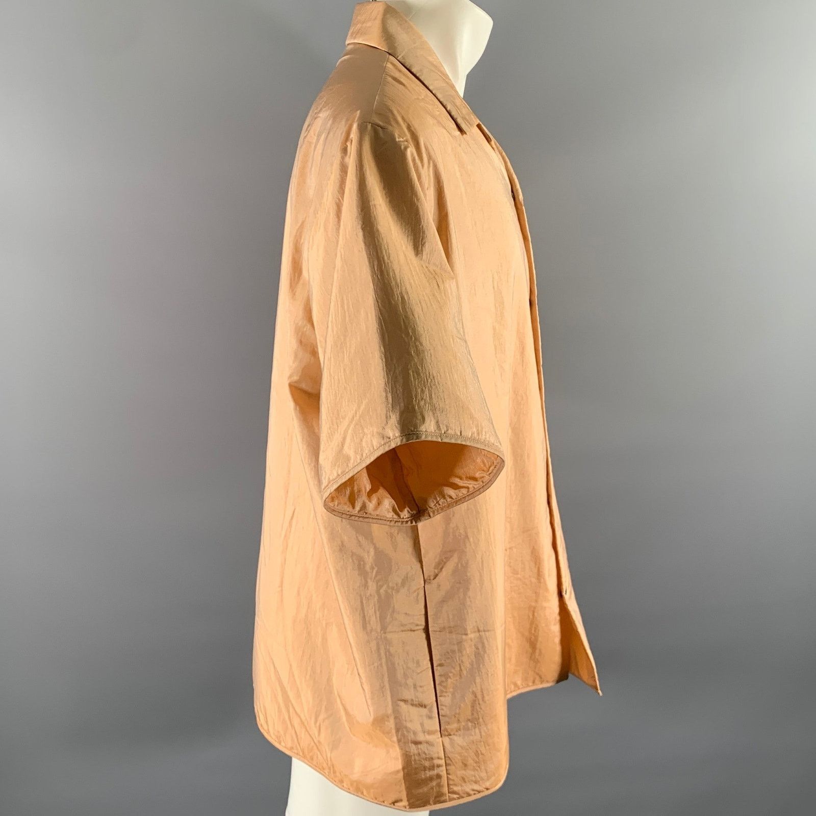 Jil Sander JIL SANDER XL Pink Peach Polyamide Silk Camp Short Sleeve Size US XL / EU 56 / 4 - 3 Thumbnail