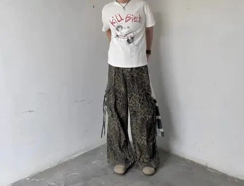 Jean Vintage Leopard Pattern Paratrooper Pleated Cargo Pants Size US 32 / EU 48 - 1 Thumbnail