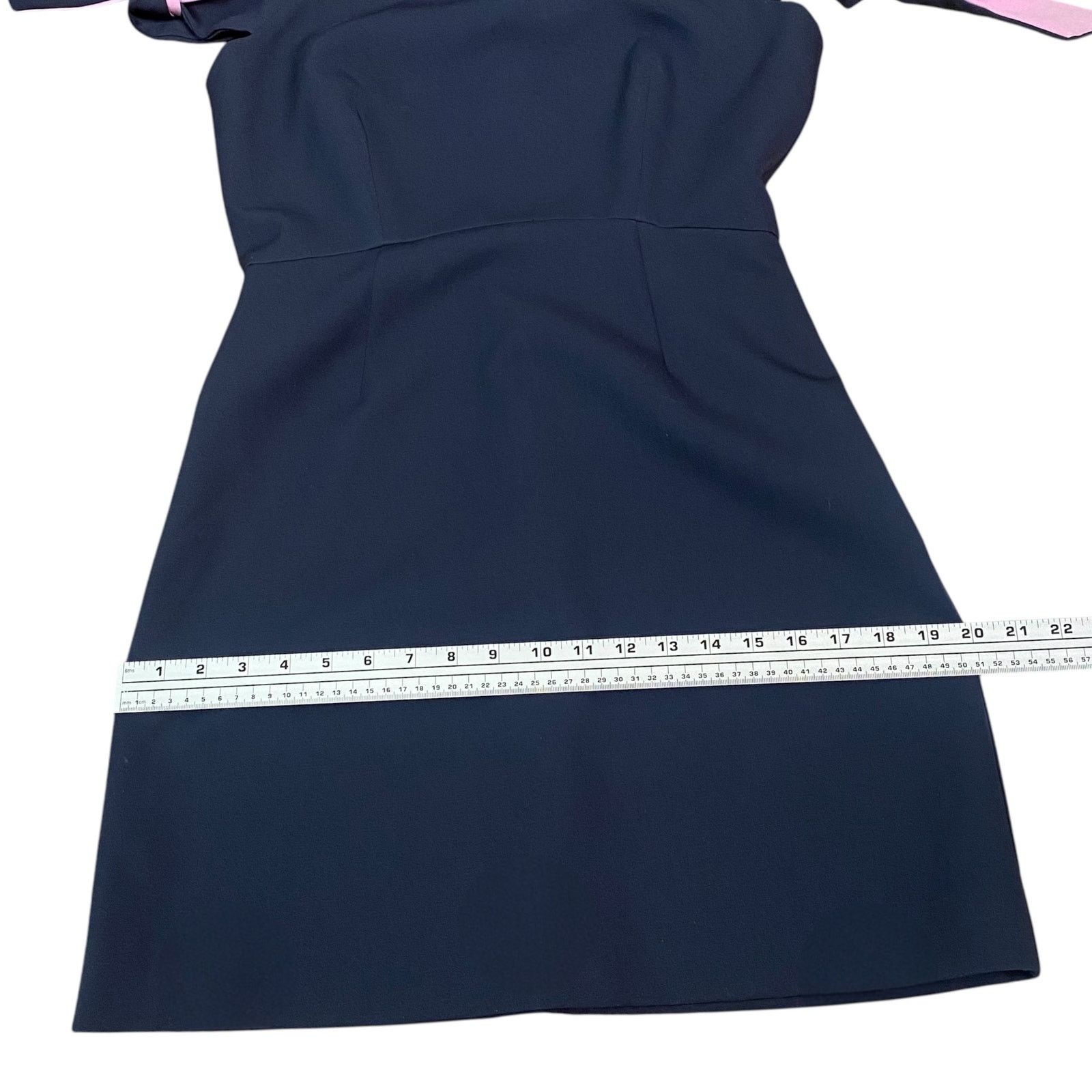 Milly $450 Madison Navy Blue Bow Detail A-line Dress SZ 8