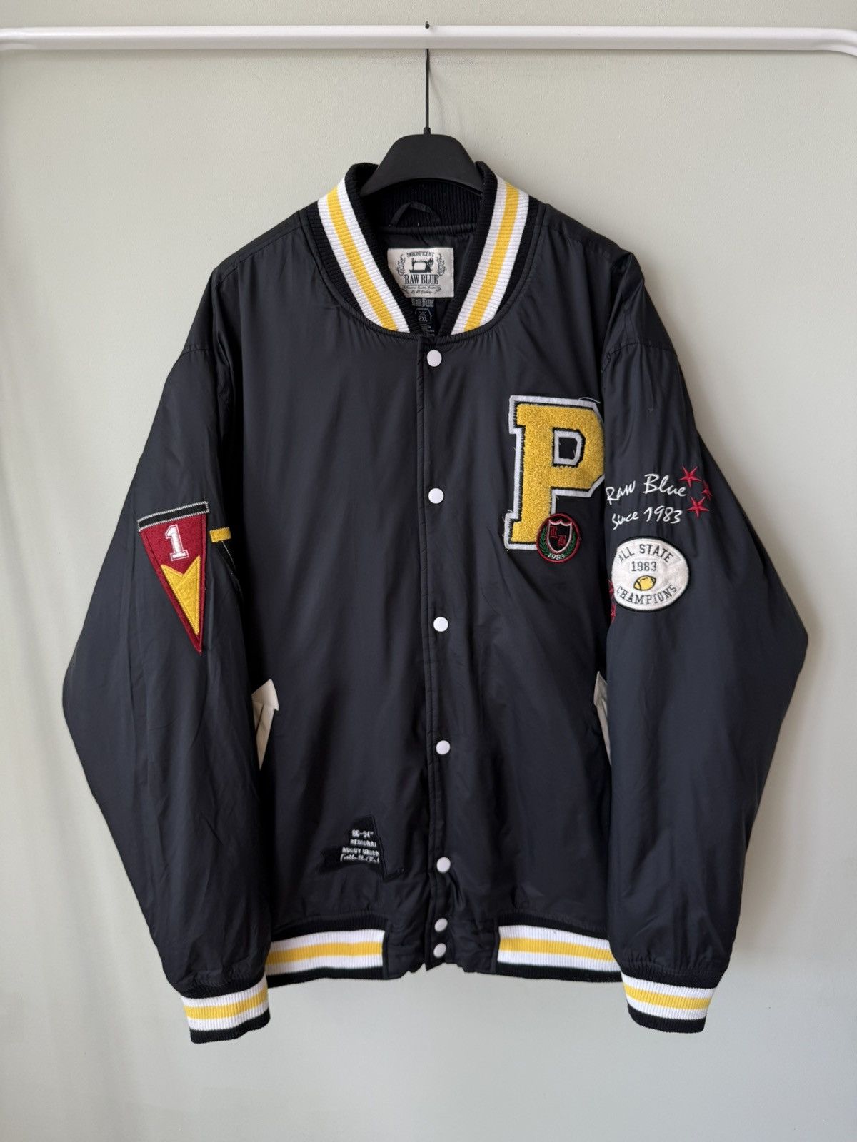 Japanese Brand Raw Blue college Baseball nfl bomber jacket Size US XXL / EU 58 / 5 - 1 Thumbnail