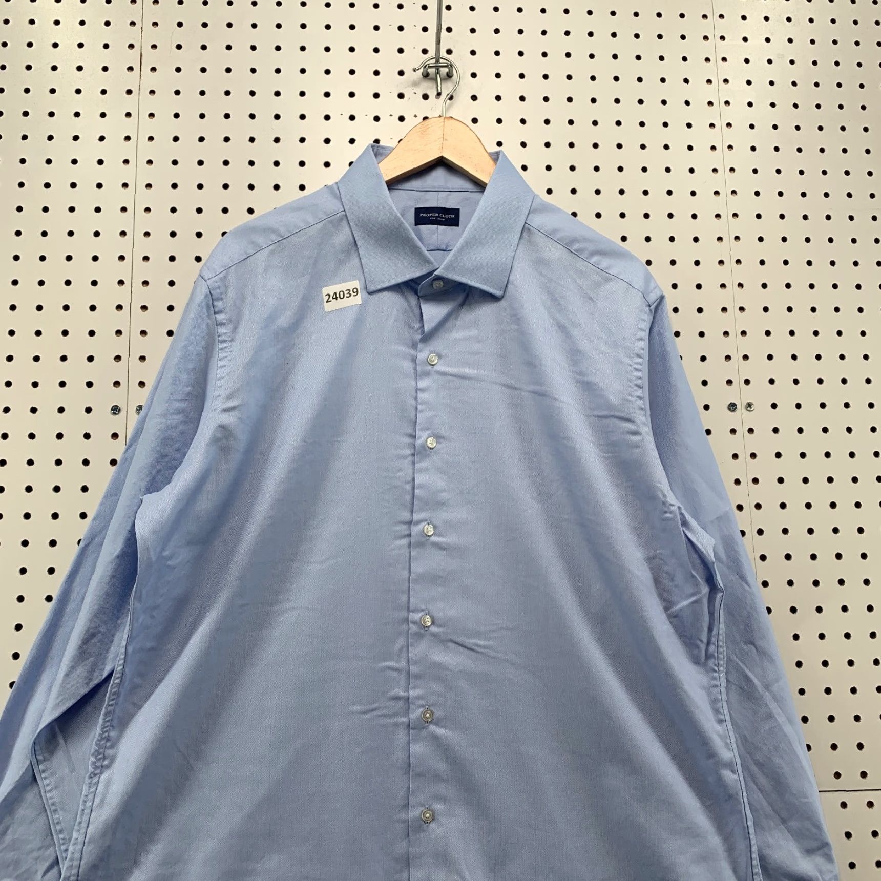 Proper Cloth Proper Cloth Shirt Mens Solid Blue Long Sleeve 2XL Cotton 19.2 Neck 25x31.5 Button-Up Size US XXL / EU 58 / 5 - 2 Thumbnail