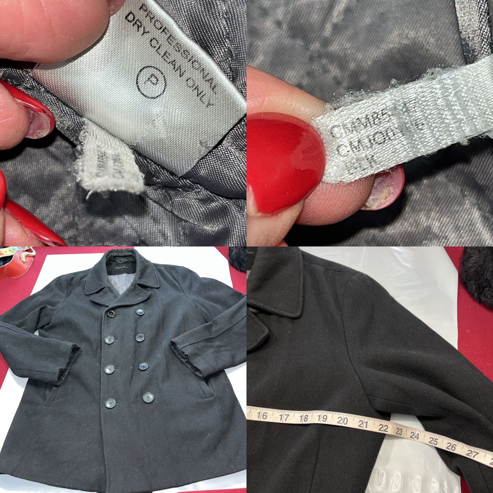 Calvin Klein VINTAGE Calvin Klein Pea Coat Jacket Mens S Black Wool Lined Anchor Buttons Notched Collar Pockets 90s Grunge Fashion Classic Size US S / EU 44-46 / 1 - 8 Thumbnail