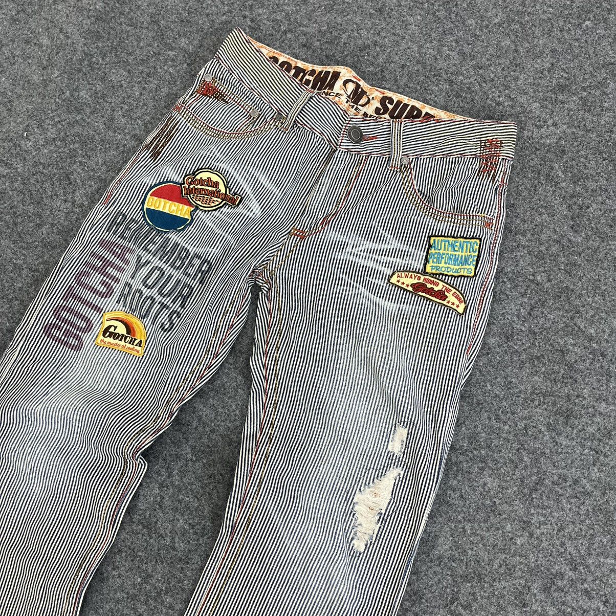 Japanese Brand Y2K Gotcha Striped Distressed Jeans Patchwork Size US 32 / EU 48 - 3 Thumbnail