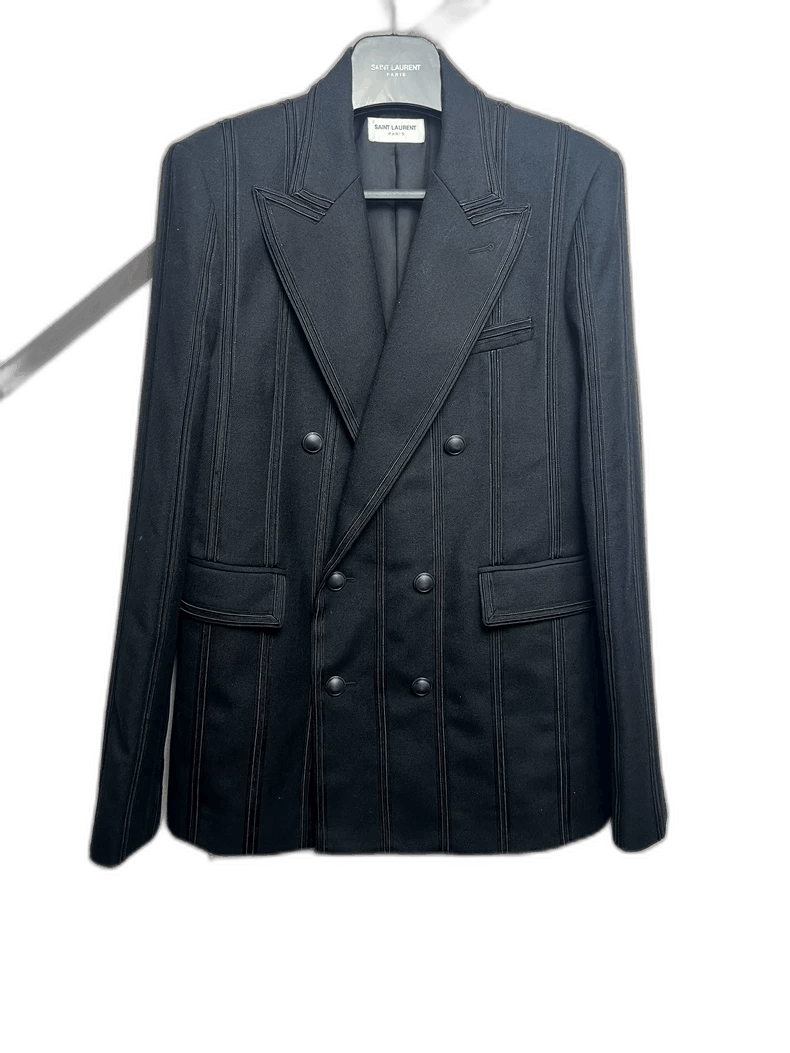 Saint Laurent Paris Saint Laurent Double-Breasted Striped Blazer Size US L / EU 52-54 / 3 - 1 Thumbnail