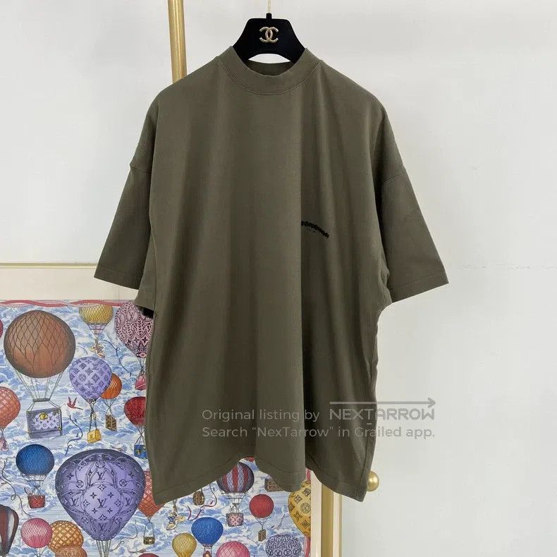 Balenciaga Balenciaga Green Letter Logo Printed Loose Round Neck Shor Size US M / EU 48-50 / 2 - 1 Thumbnail