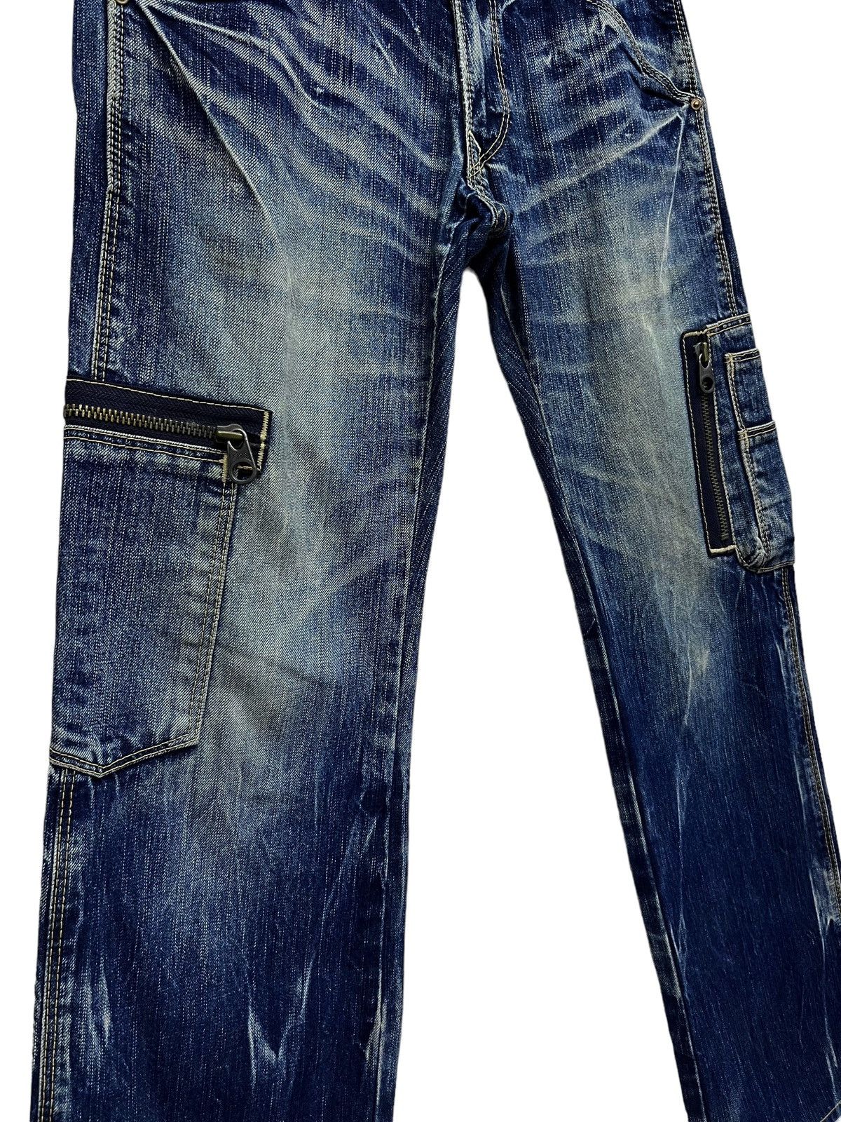 Japan Blue 🔥RARE🇯🇵MADE IN JAPAN BLUEWAY Punk Distressed Denim Cargo Size US 30 / EU 46 - 10 Thumbnail