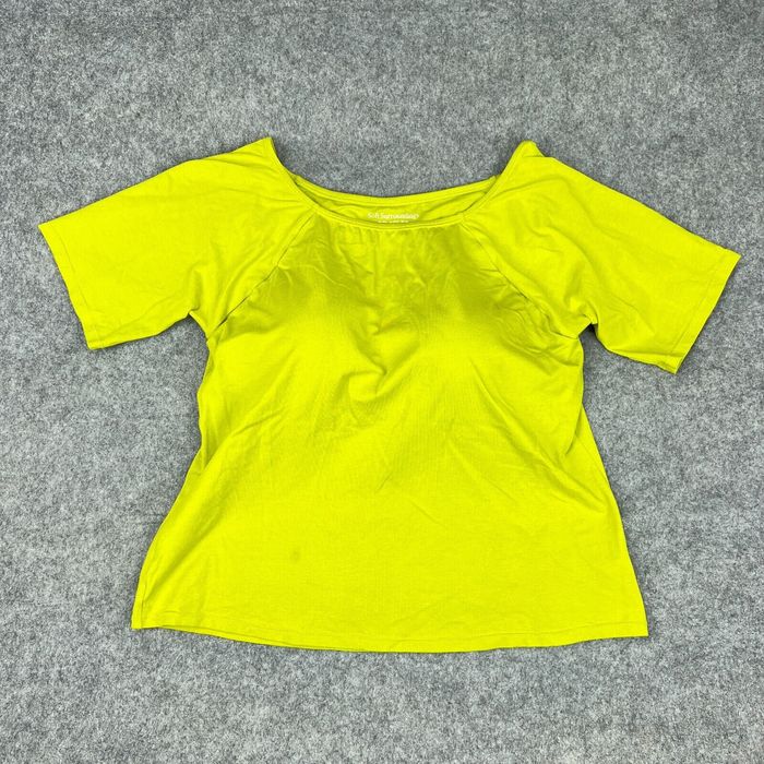 Vintage Soft Surroundings Shirt Womens 42 C Lime Green Built in Bra Short  Sleeve Top