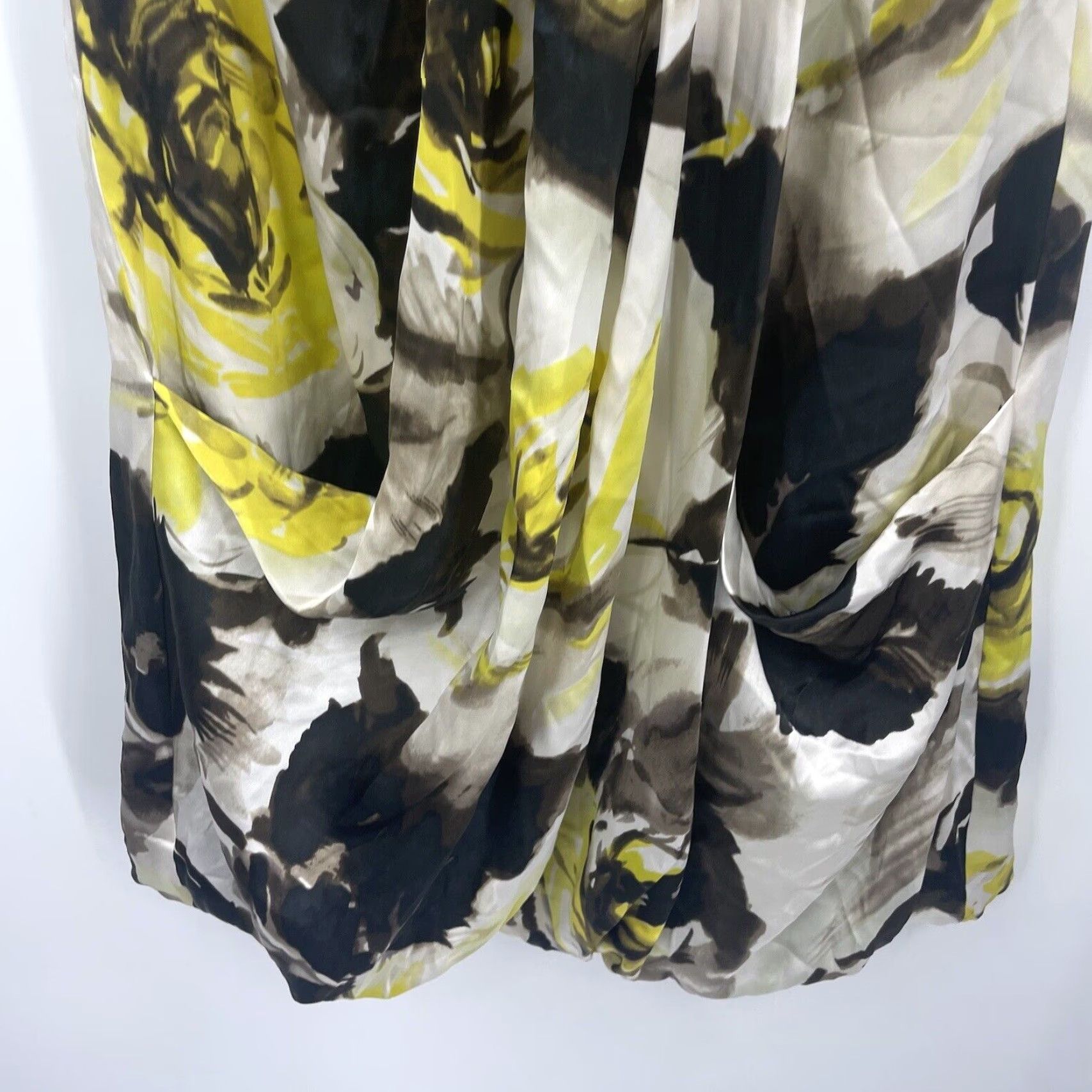 Vintage Rickie Freeman Teri Jon Dress Womens 4 Silk Yellow Bubble Mini Sundress Boat Neck Sleeveless Zip Floral 90s Theme Womens Size S / US 4 / IT 40 - 5 Thumbnail