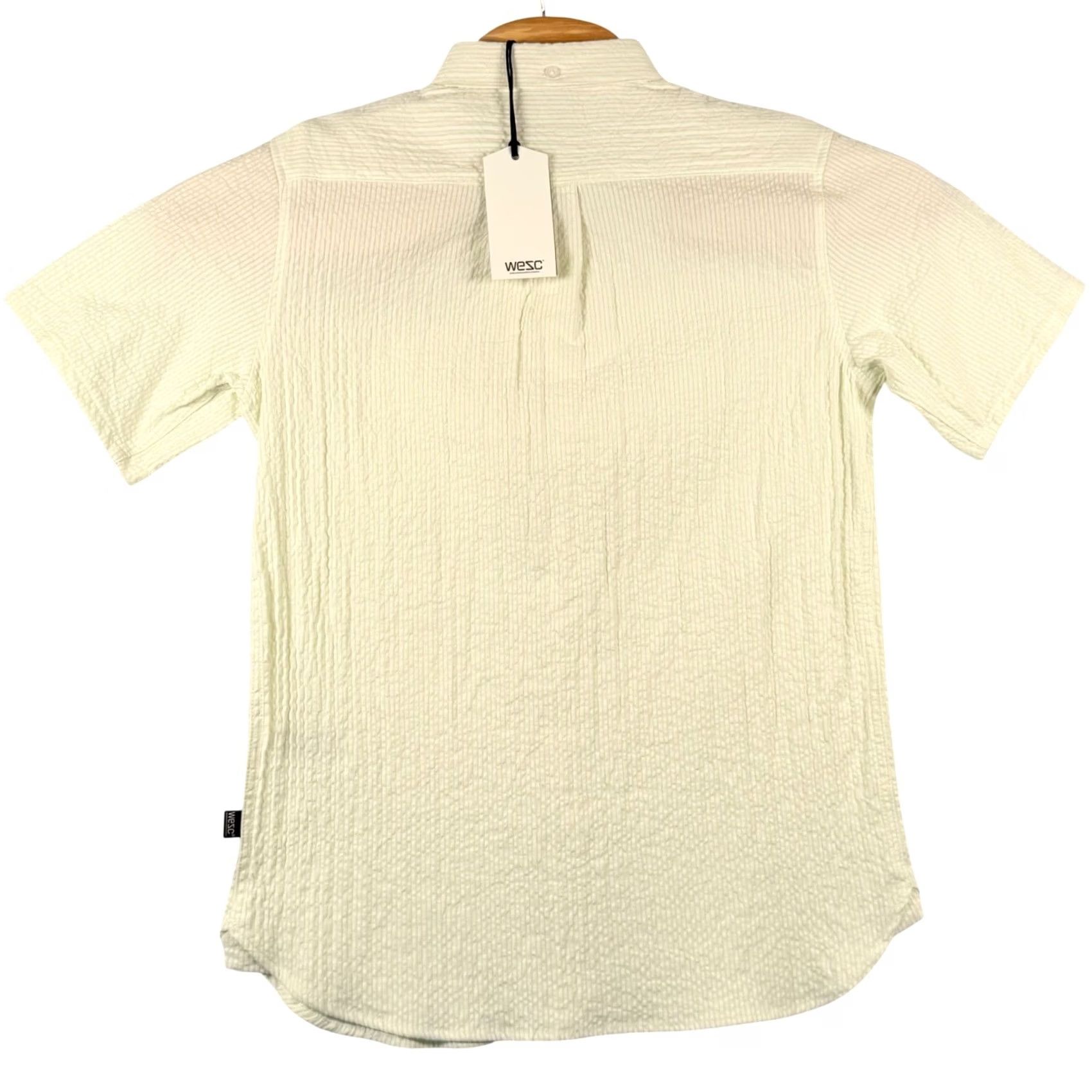 WeSC WeSC Shirt Unisex Adults S M Button-Down Striped Short Sleeve Oden Seersucker Green NWT Size S / US 4 / IT 40 - 3 Thumbnail