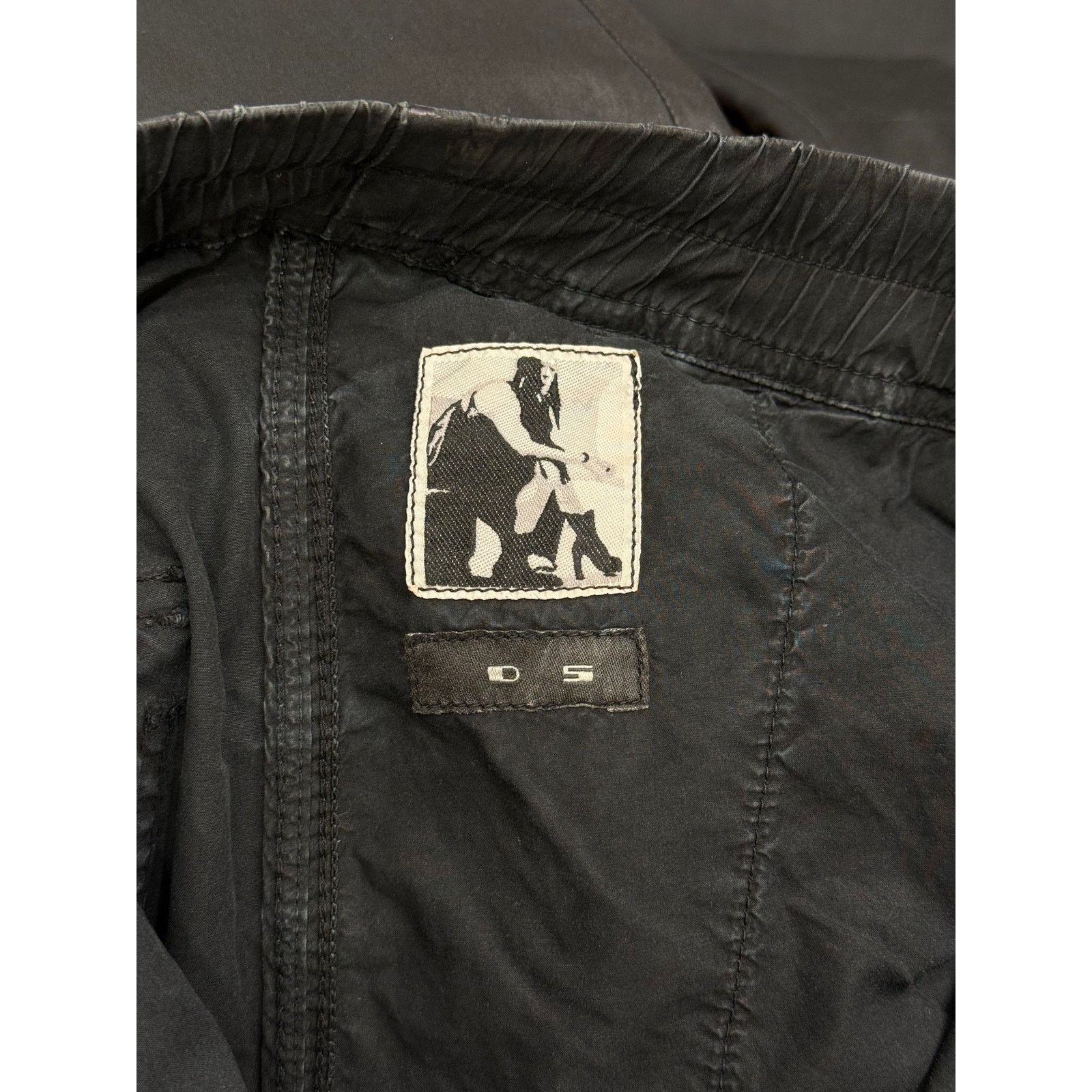 Rick Owens 2000s Rick Owens black wax drop crotch drawstring pants Size 33" - 6 Thumbnail