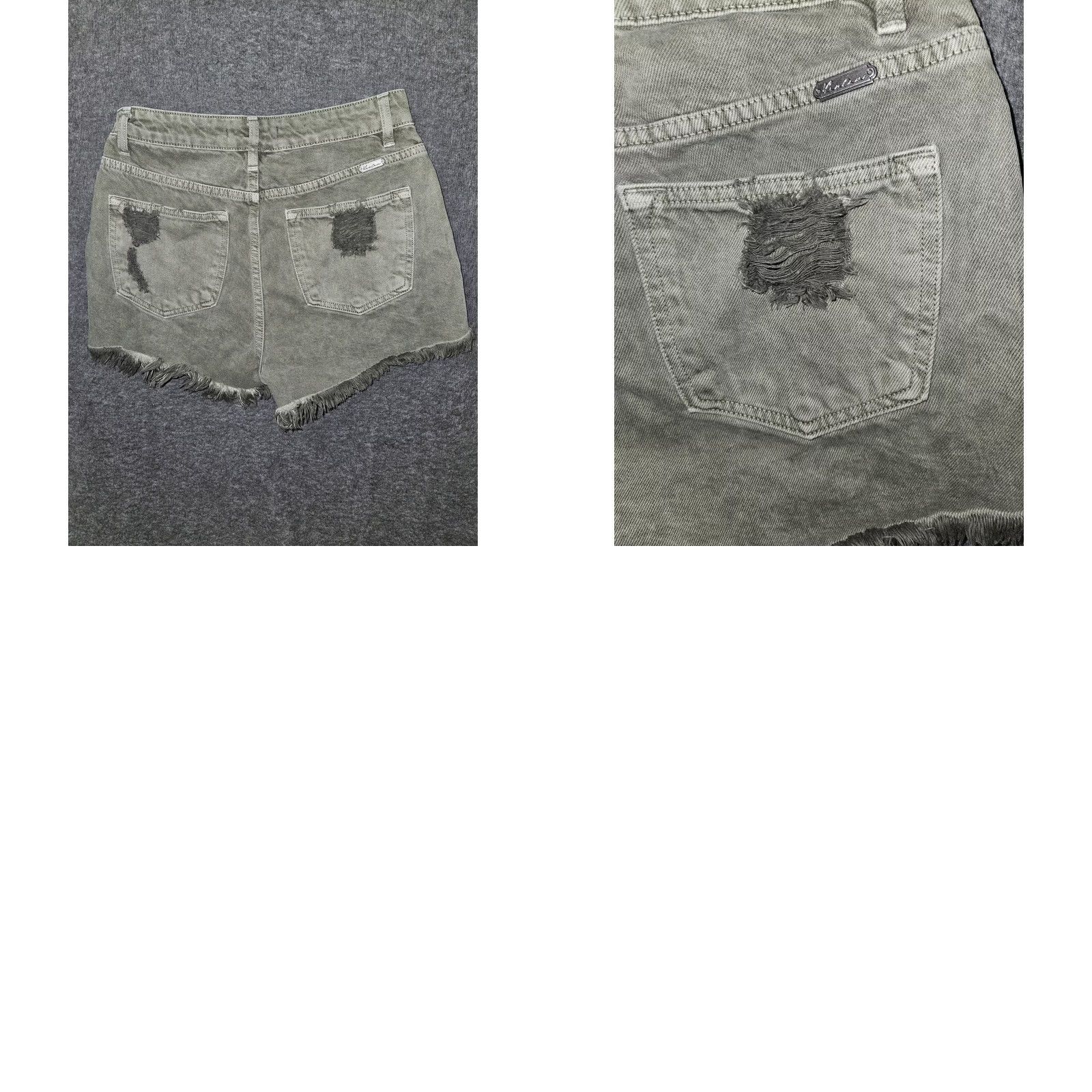 Vintage KanCan Denim Shorts Womens Medium Green Distressed Frayed Hem Cut-Off High Rise 90s Grunge Casual Womens Medium Green Denim Shorts KanCan Size 32" / US 10 / IT 46 - 8 Thumbnail